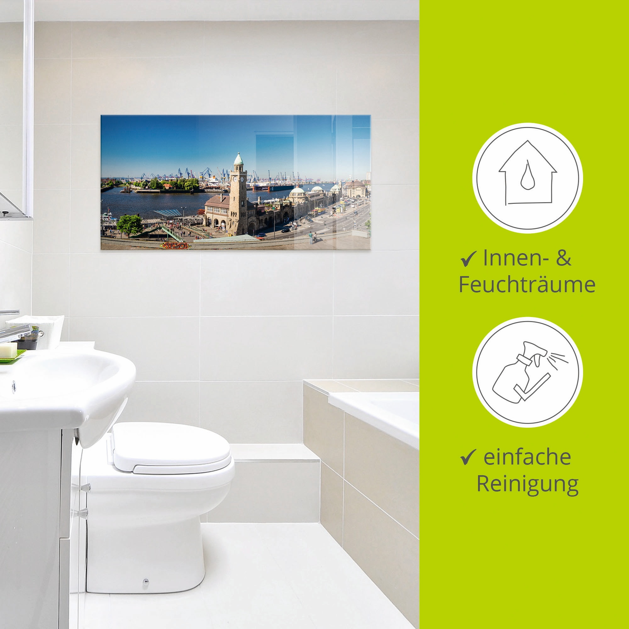 Artland Glasbild »Hamburg St. Pauli Landungsbrücken« Deutschland 1 Stk. tlg. in verschiedenen Größen