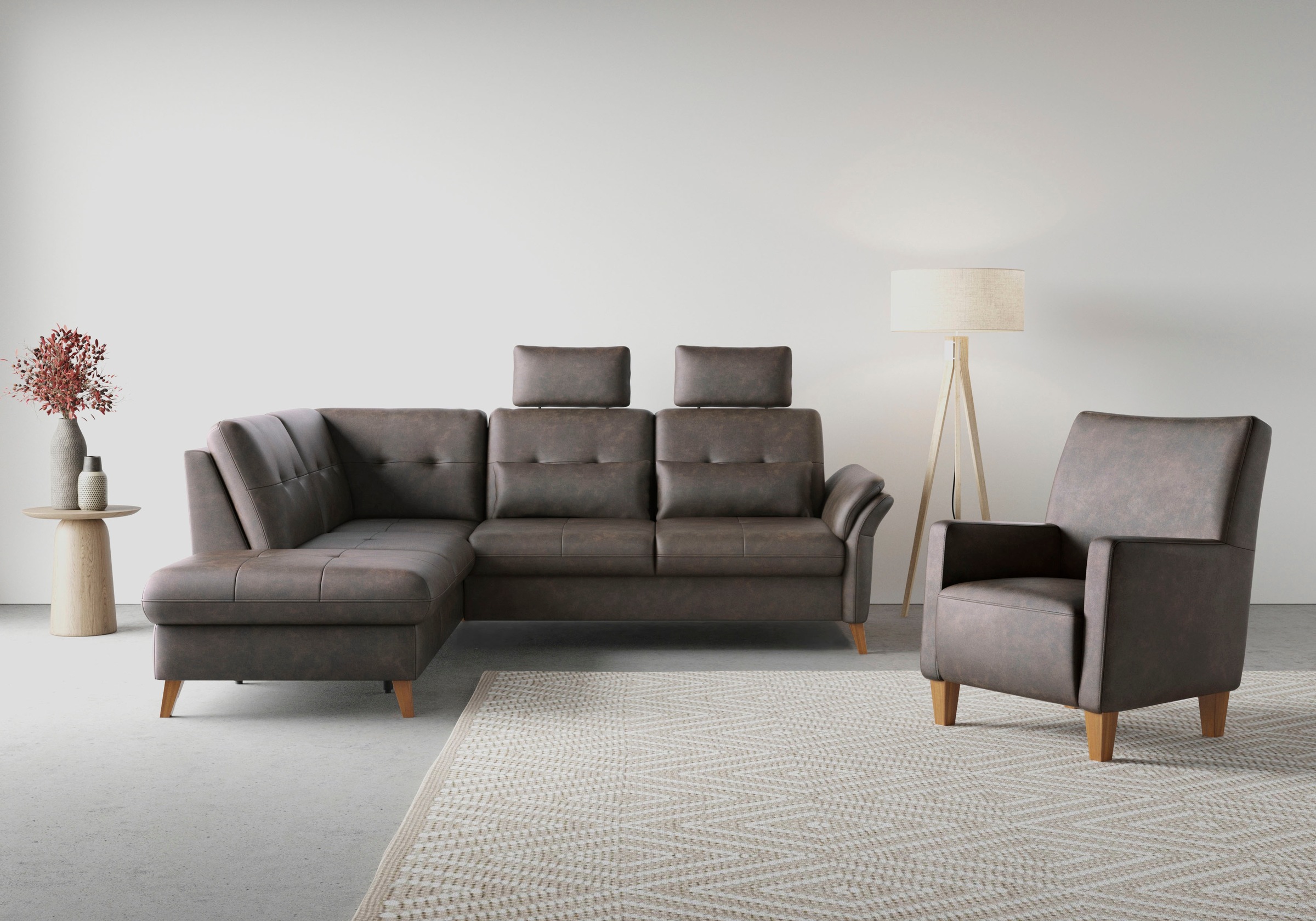 sit&more Ecksofa »Göteborg«, inkl. Sitztiefenverstellung, wahlweise mit Bettfunktion & Bettkasten