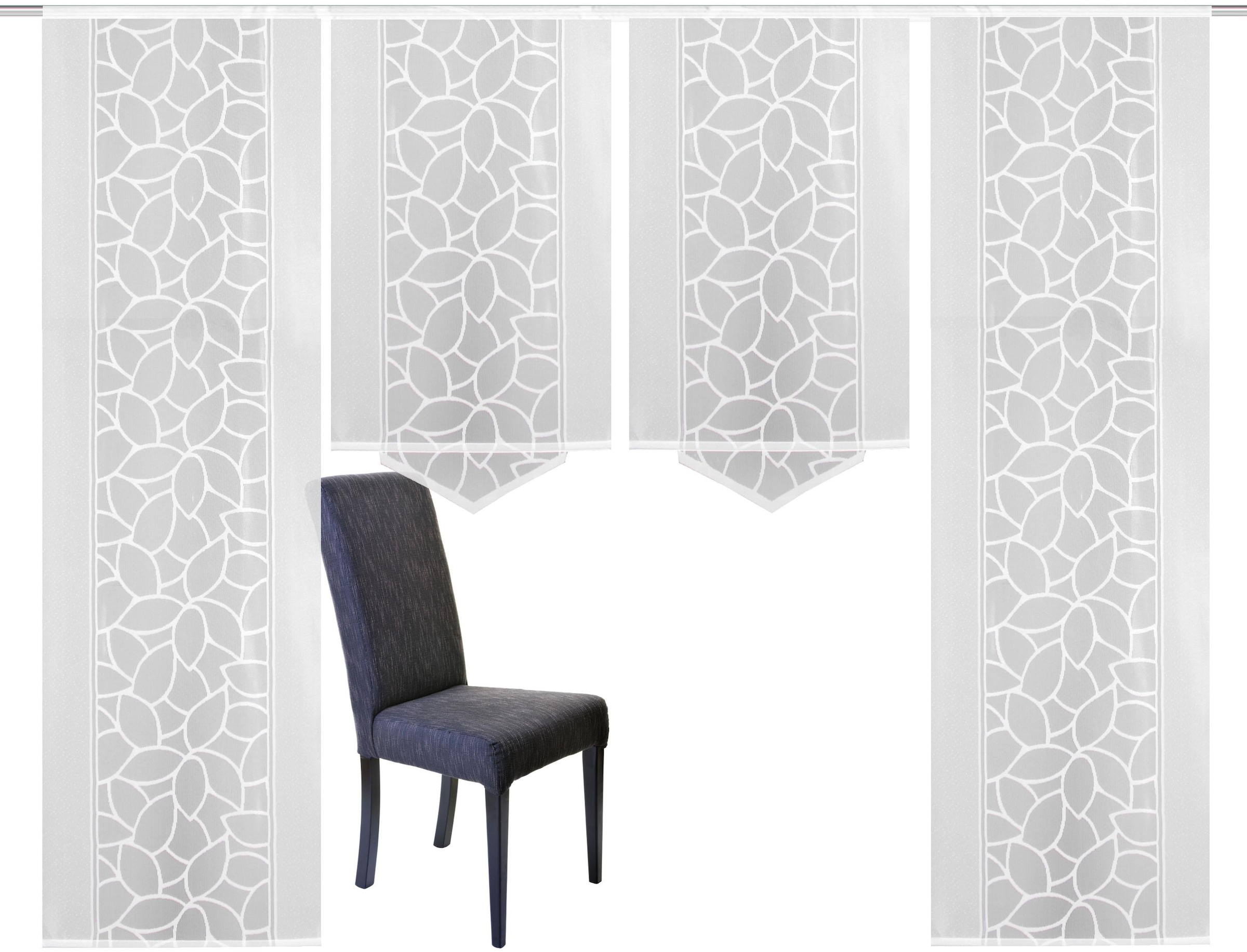 HOME WOHNIDEEN Schiebegardine »JENNA« Klettband 4 Stk. tlg. Schiebevorhang Jacquard Set