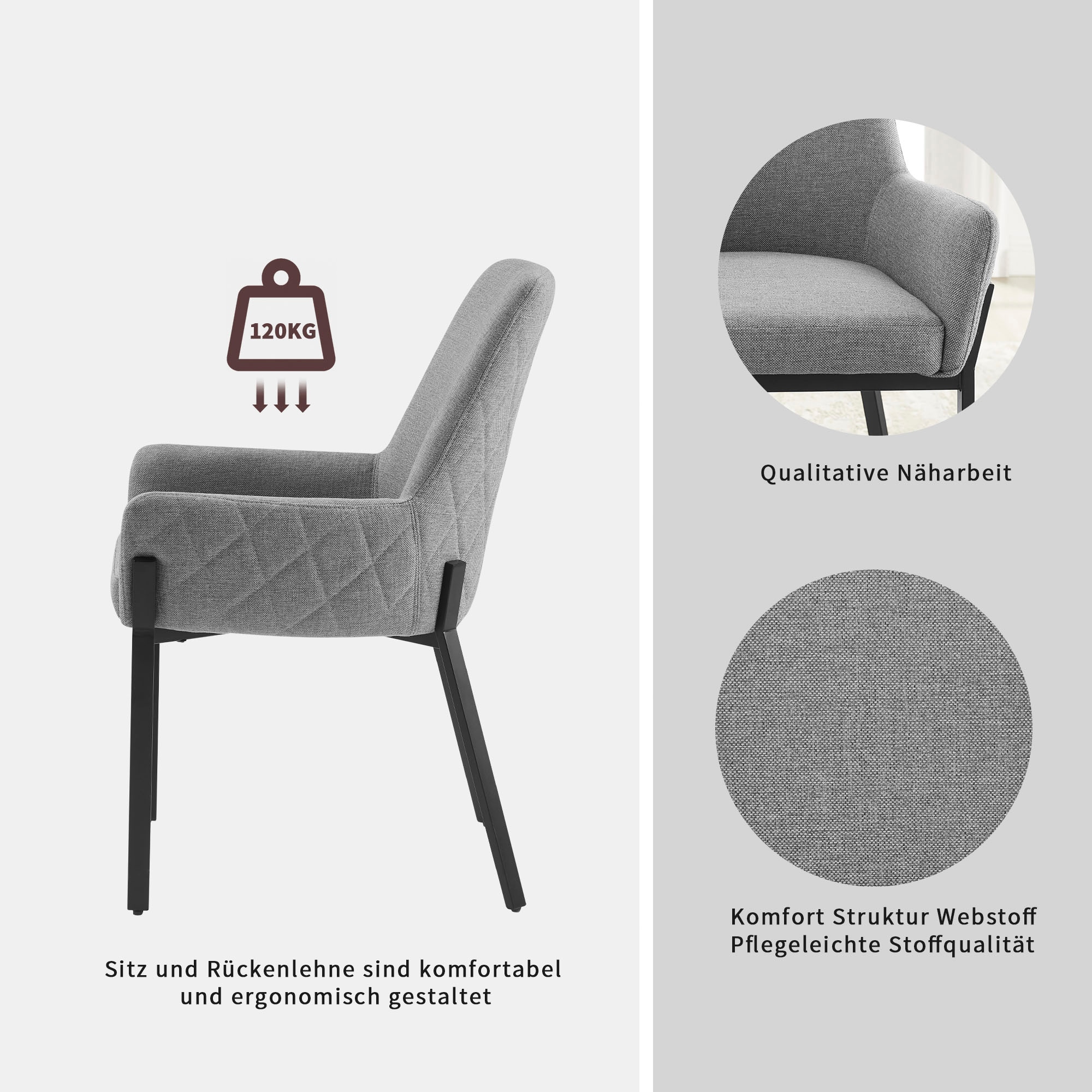 OTTO home Stuhl »Lome« () 1 Stk.mit pflegeleichtem Webstoff Bezug, Metallgestell, Sitzhöhe 49 cm