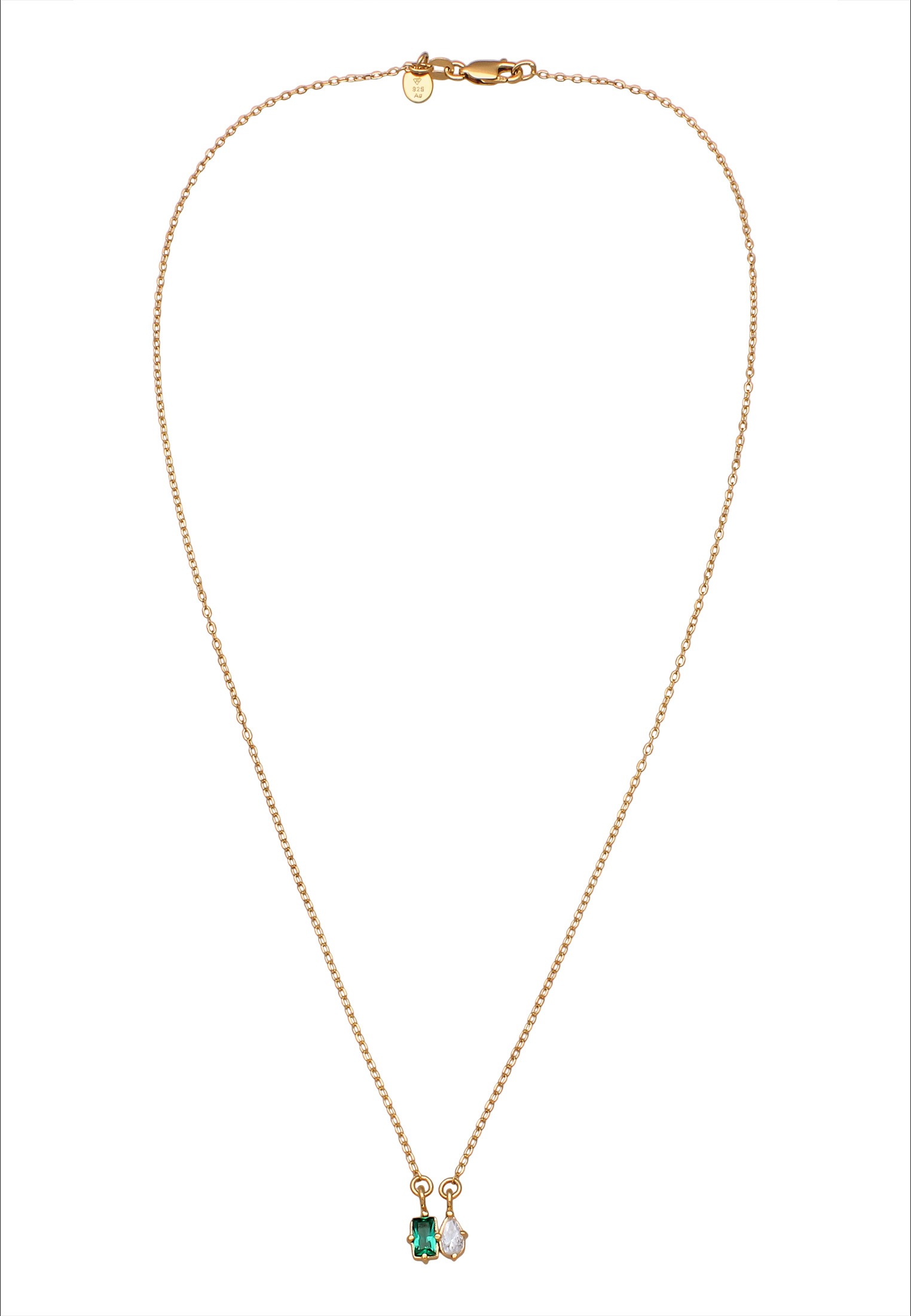 Elli Premium Silberkette »Halskette Tropfen Zirkonia Synthetischer Smaragd 925 Sterling Silber«