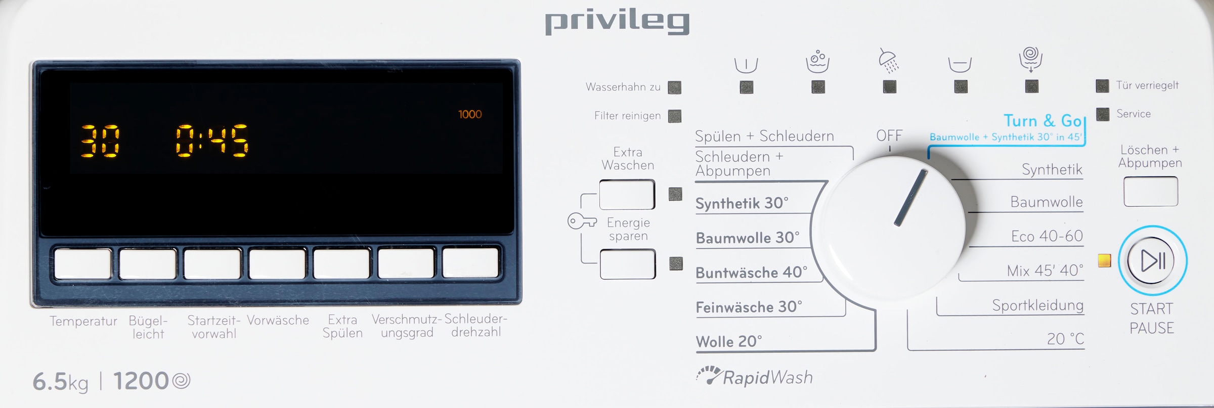 Privileg Waschmaschine Toplader »PWT C6512P N«, PWT C6512P N, 6,5 kg, 1200 U/min