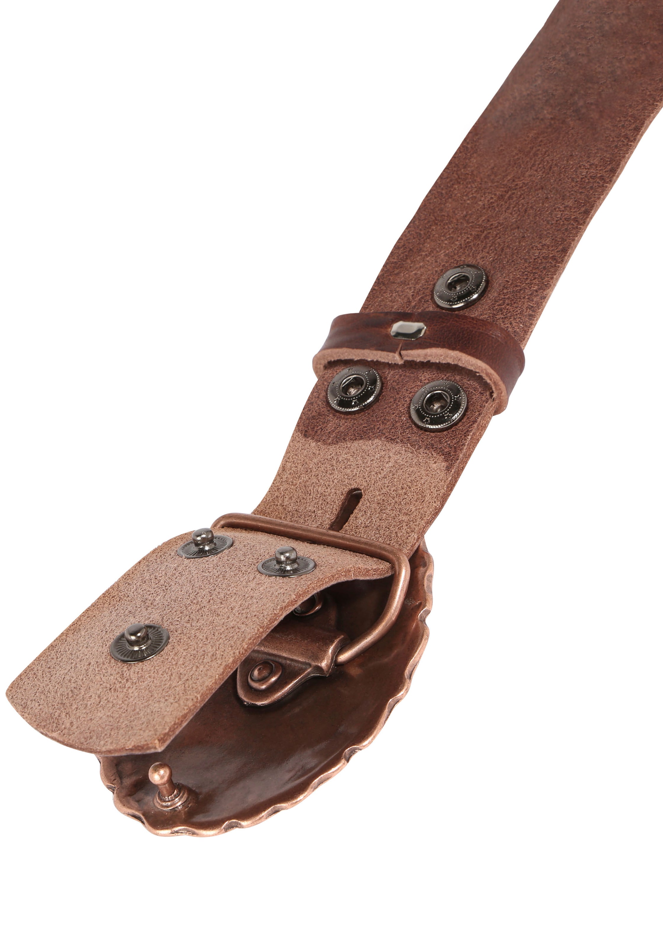 Rettungsring Gürtel Ledergürtel mit austauschbarer Schließe »Oval Nieten Kupfer«