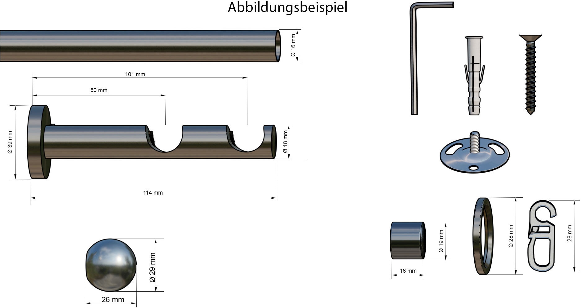 indeko Gardinenstange »Formentor«, 2 läufig-läufig, Fixmaß, Komplett-Set inkl. Ringen und Montagematerial