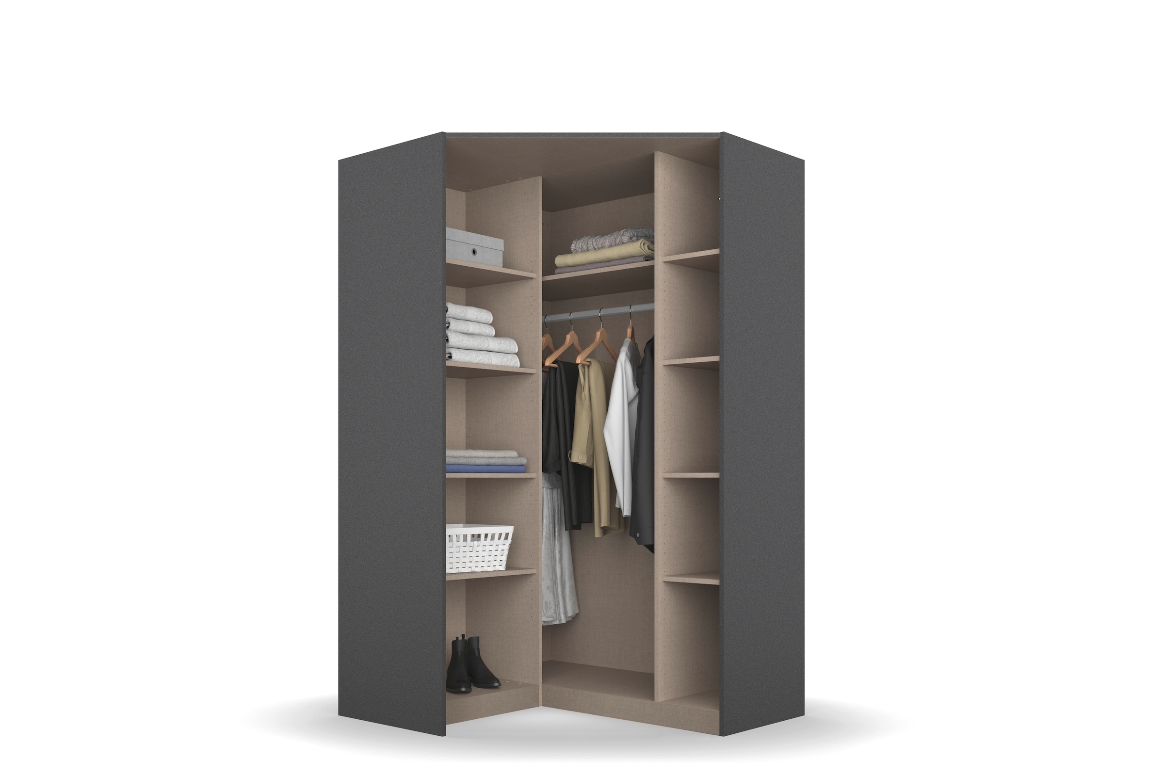 rauch Eckkleiderschrank »Kleiderschrank Schrank Ankleidezimmer Schlafzimmer Garderobe AGORDO«, (in zwei Griff-Farben), voll ausgestattet mit viel Stauraum MADE IN GERMANY