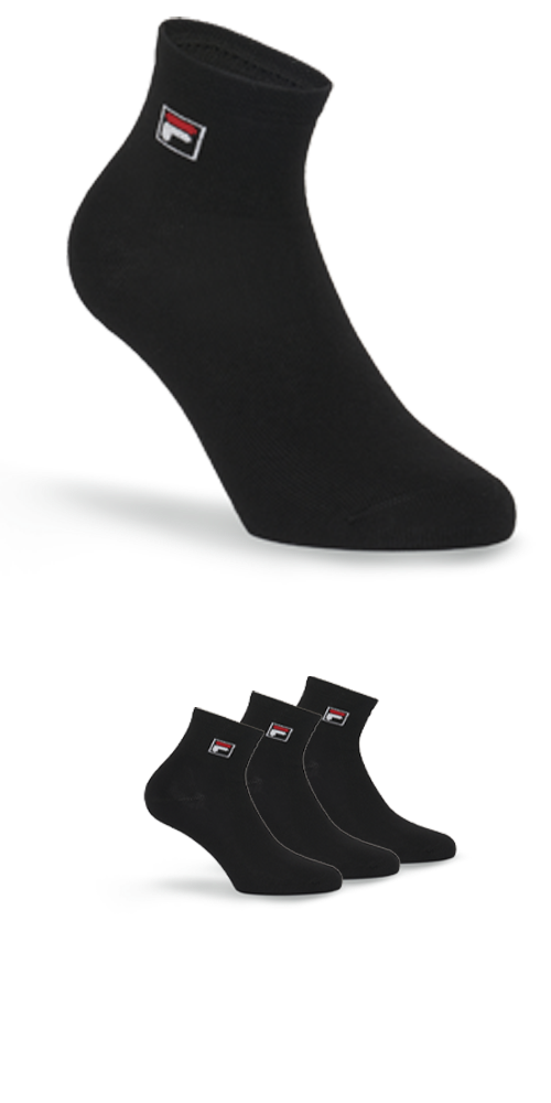 Fila Kurzsocken »UNISEX QUARTER PLAIN SOCKS« 3 Stk. tlg. mit eingestrickem Logo