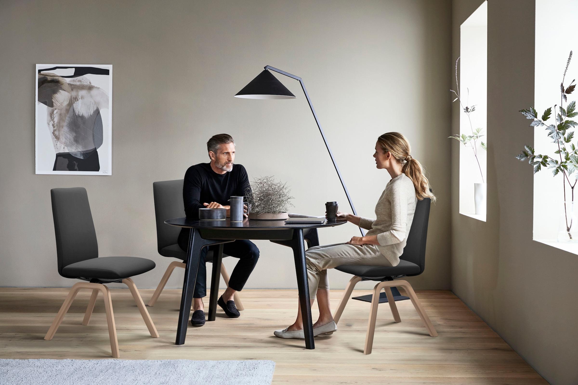 Stressless® Polsterstuhl »Laurel« () Microfaser DINAMICA Low Back, Größe M, mit schräggestellten Beinen in Eiche natur