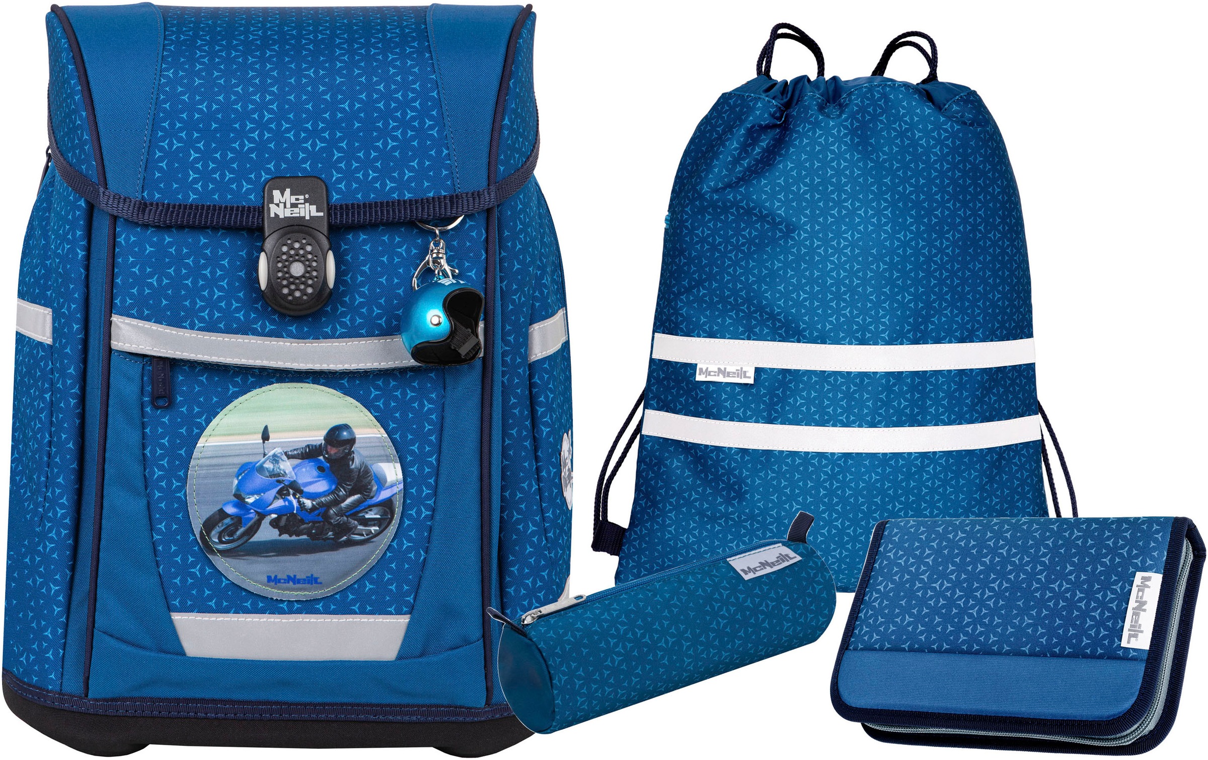 McNeill Schulranzen »Tenero, Tetra« reflektierende Streifen auf den Schultergurten;retroreflektierende Flächen inkl. Federmäppchen, Turnbeutel, Schlamperrolle & Motivmagnet