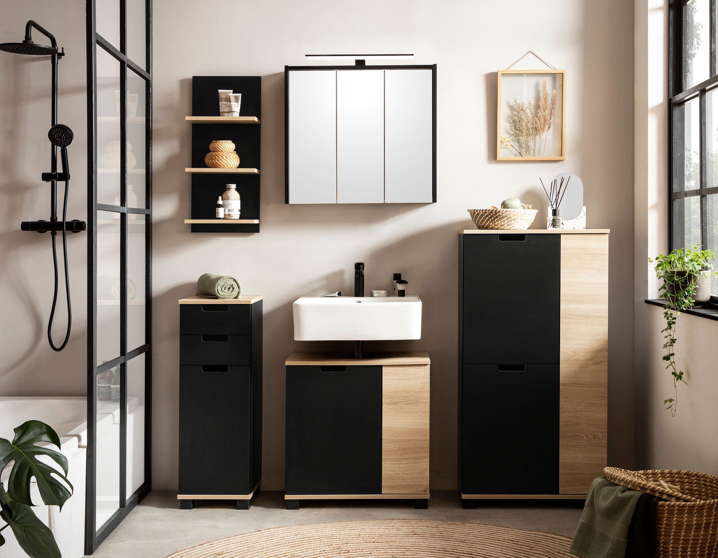 Schildmeyer Badezimmerspiegelschrank »Emmik, Breite 65 cm, LED-Beleuchtung«, Made in Germany
