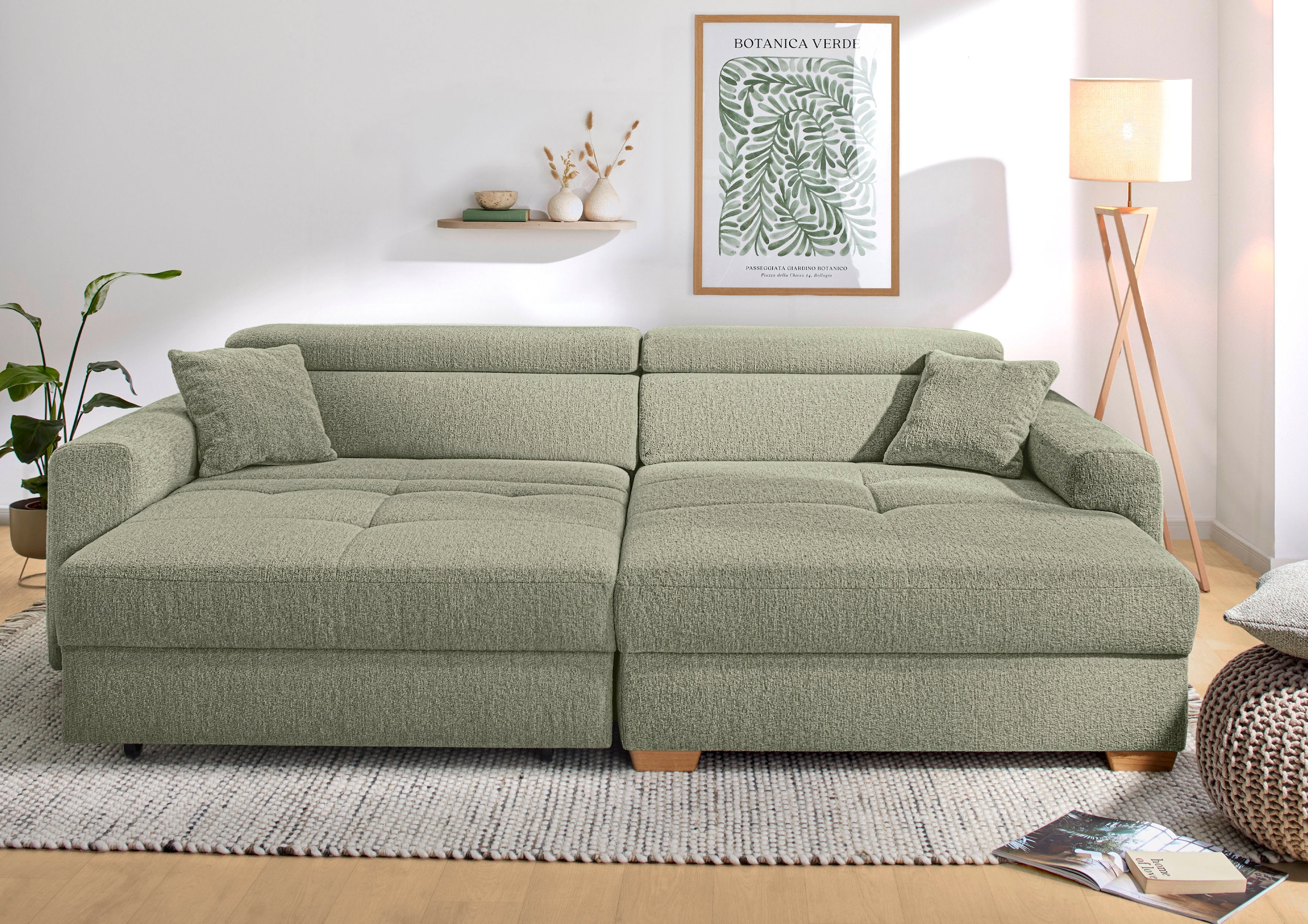 Jockenhöfer Gruppe Ecksofa »Slider L-Form, B: 277 cm Couch, 60cm elektrische Sitztiefenverstellung« 140kg Belastbarkeit, USB-Anschluss, Kopfteilverstellung & Zierkissen