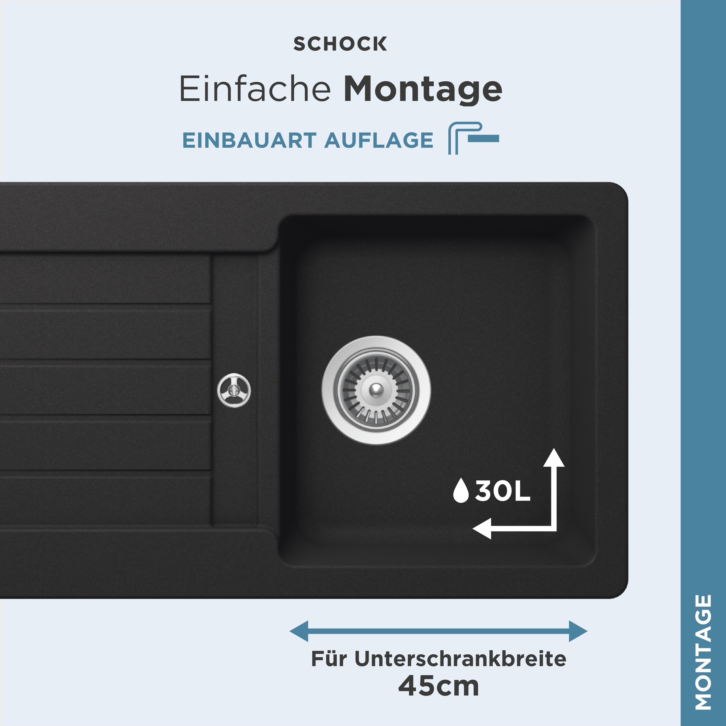 Schock Granitspüle »Typos D-100 S«, mit Ablauf und Abtropffläche, links und rechts einbaubar