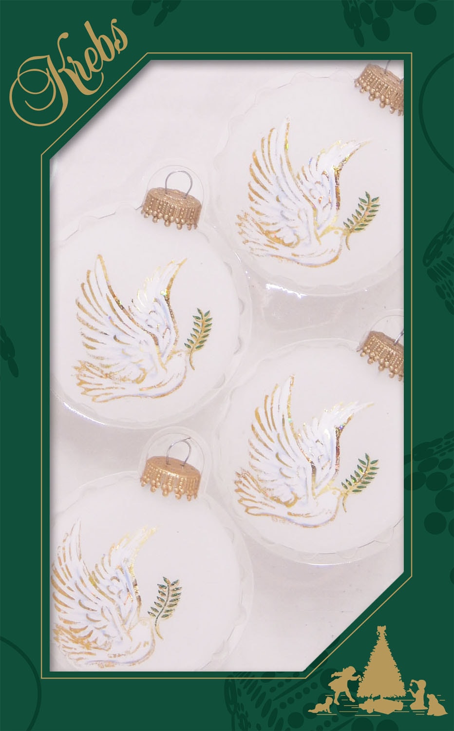 Krebs Glas Lauscha Weihnachtsbaumkugel »CBK60499, Weihnachtsdeko, Christbaumschmuck, Christbaumkugeln Glas«, (Set, 4 St.), mit Friedenstaube