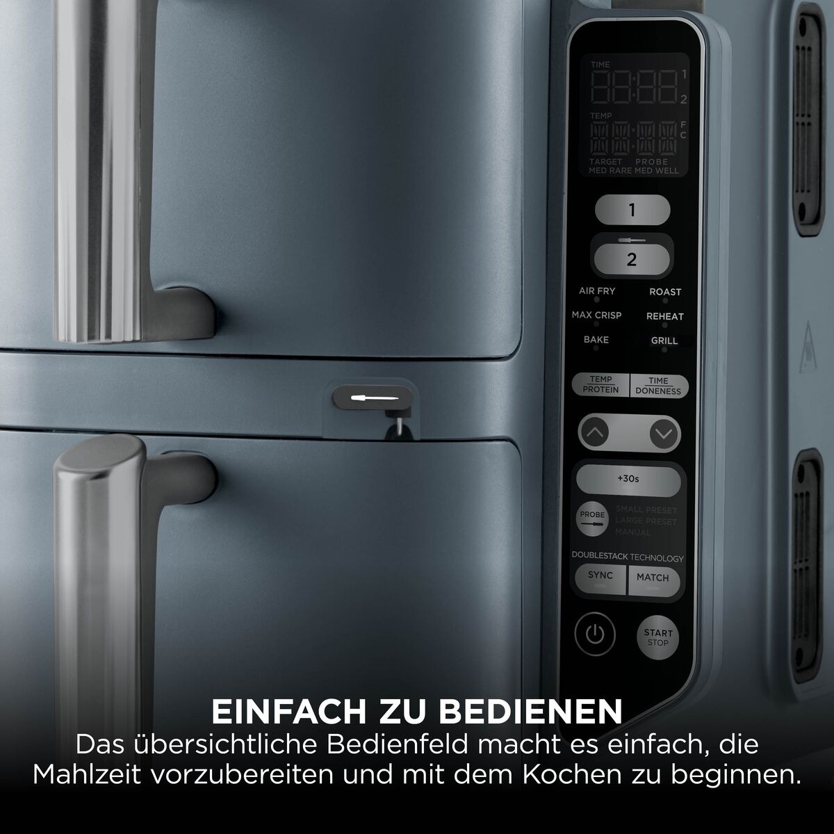 NINJA Heißluftfritteuse »Ninja Double Stack XL Heißluftfritteuse mit 2 Schubladen 9,5 L – Blau« 2450 W