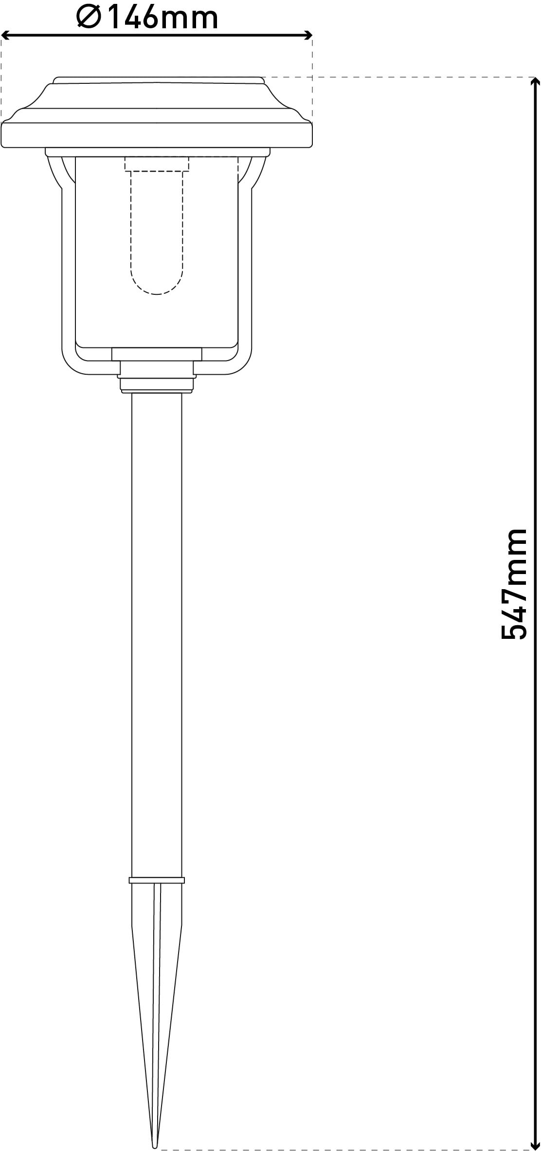 näve LED Solarleuchte »Simon« LED-Modul 1 Stk. Warmweiß Spieß schwarz, strukturierter Glasschirm , H: 54,7cm, Dämmerungssensor