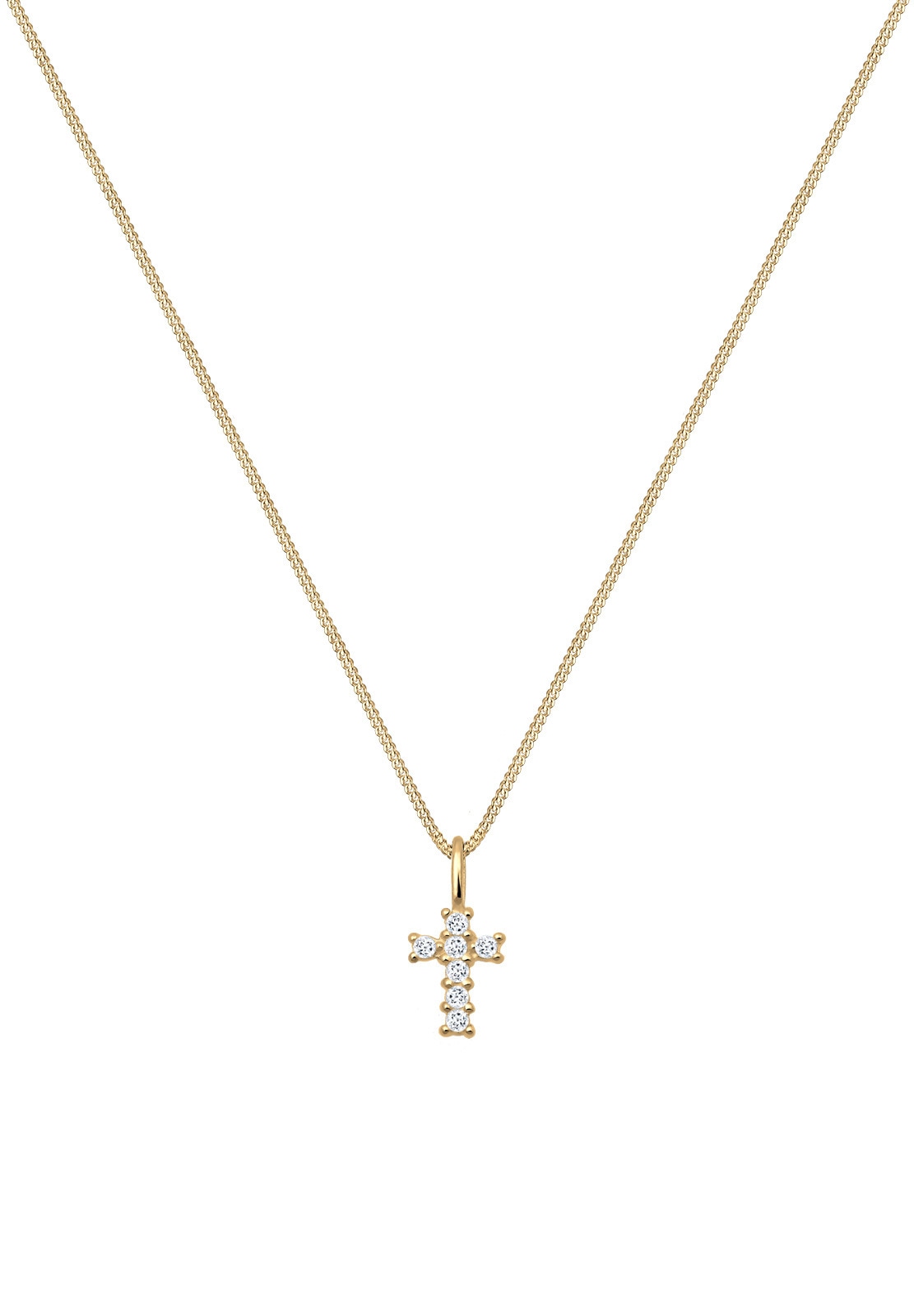 Elli Premium Silberkette »Halskette Kreuz Religion Glaube Symbol Topas 585 Gelbgold«