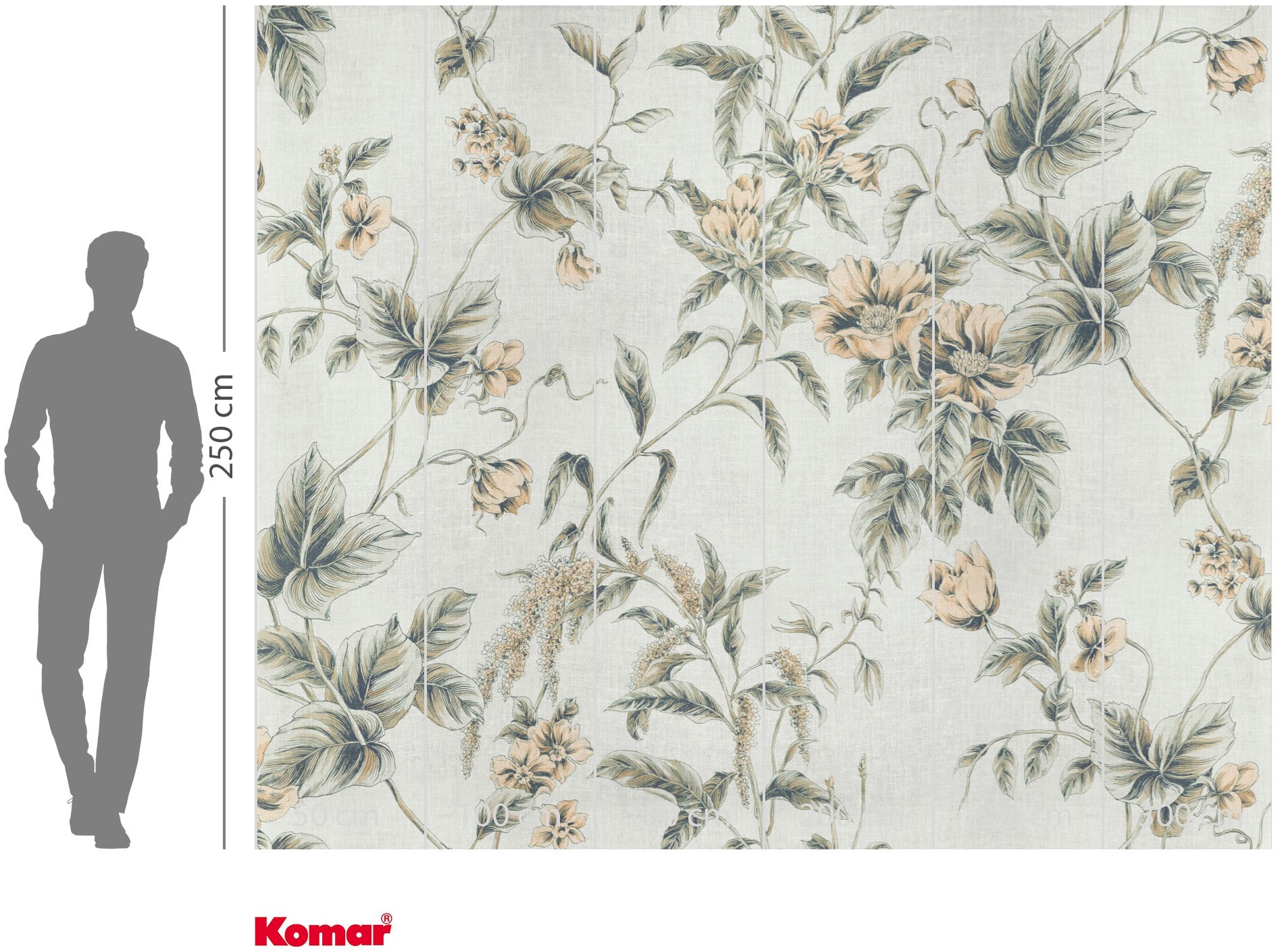 Komar Fototapete »Vlies Fototapete - Peachy Flora - Größe 300 x 250 cm« Motiv | bedruckt glatt