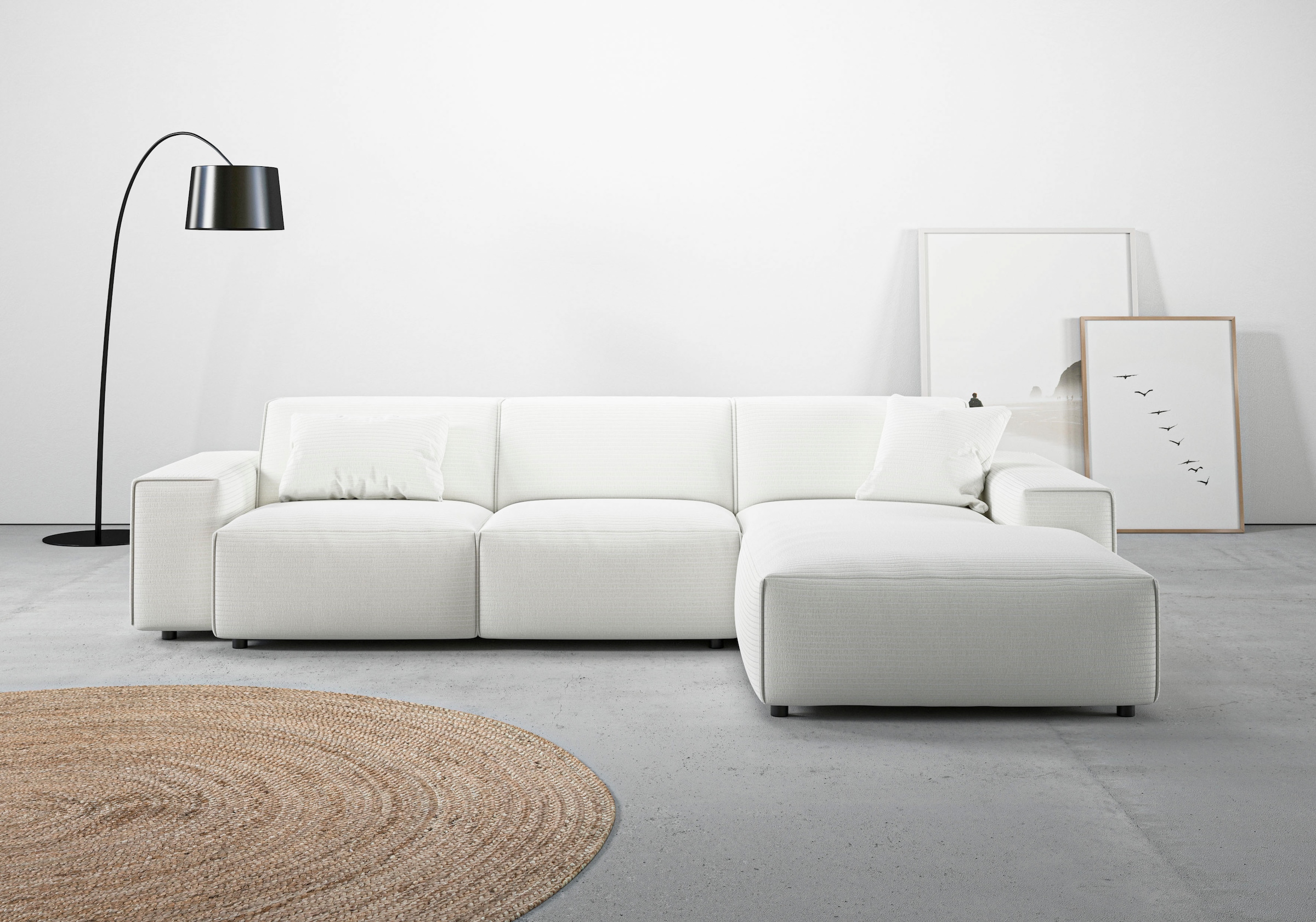 andas Ecksofa »Glimminge auch in Breitcord, Feincord, Bouclé + Easy care-Bezug«, L-Form, Breite 294, Zierkissen