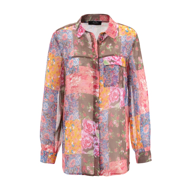 Aniston CASUAL Hemdbluse, mit bunten Blumendrucken im Patch-Dessin bei ♕