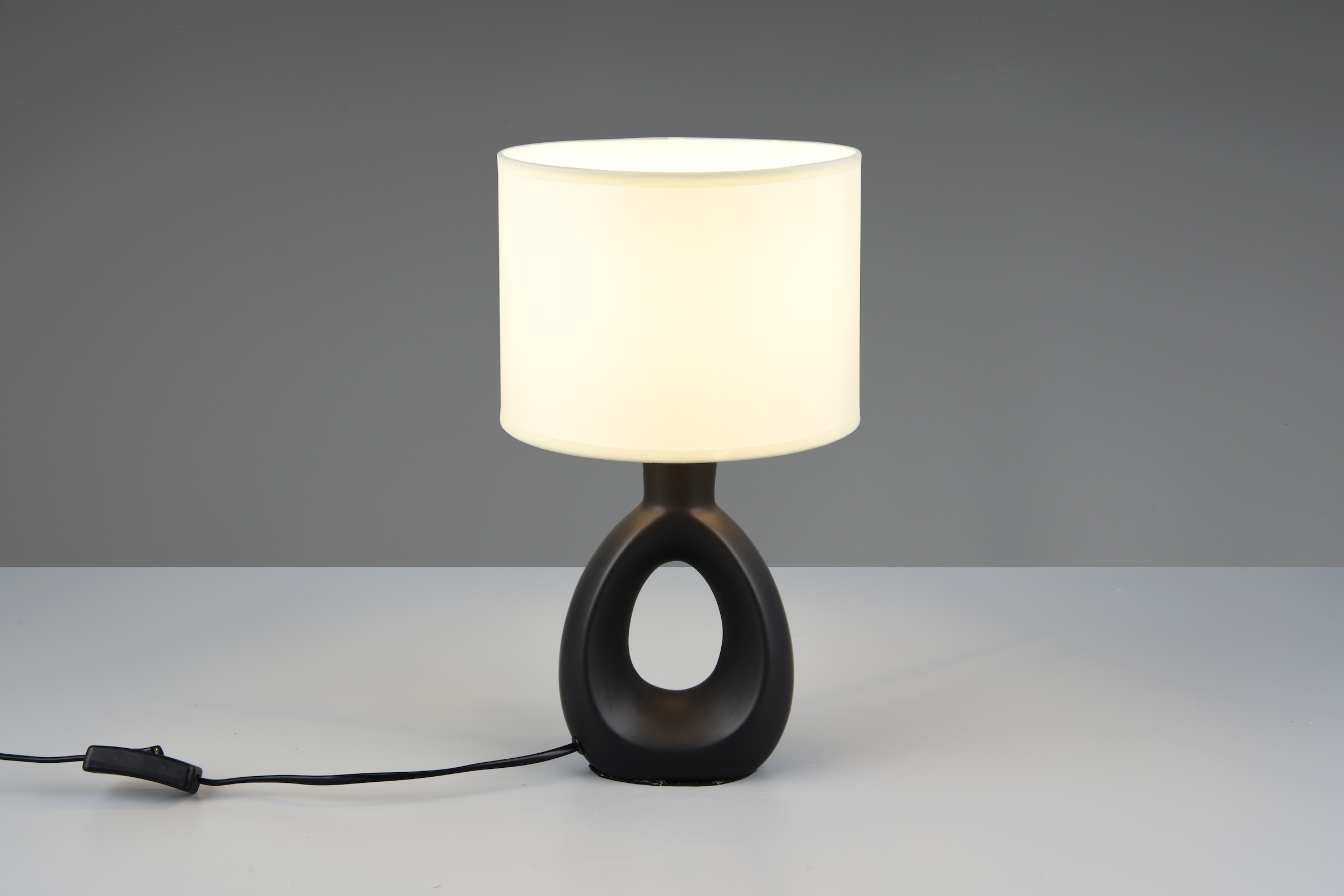 OTTO home Schreibtischlampe »Charmont, Deko Tischleuchte mit Stoffschirm, Schnurschalter exkl 1xE14« E14 1 Stk. warmweiß - kaltweiß max. 40W, Ø 20cm Höhe 35,5 cm Nachttischleuchte Tischlampe Kommode