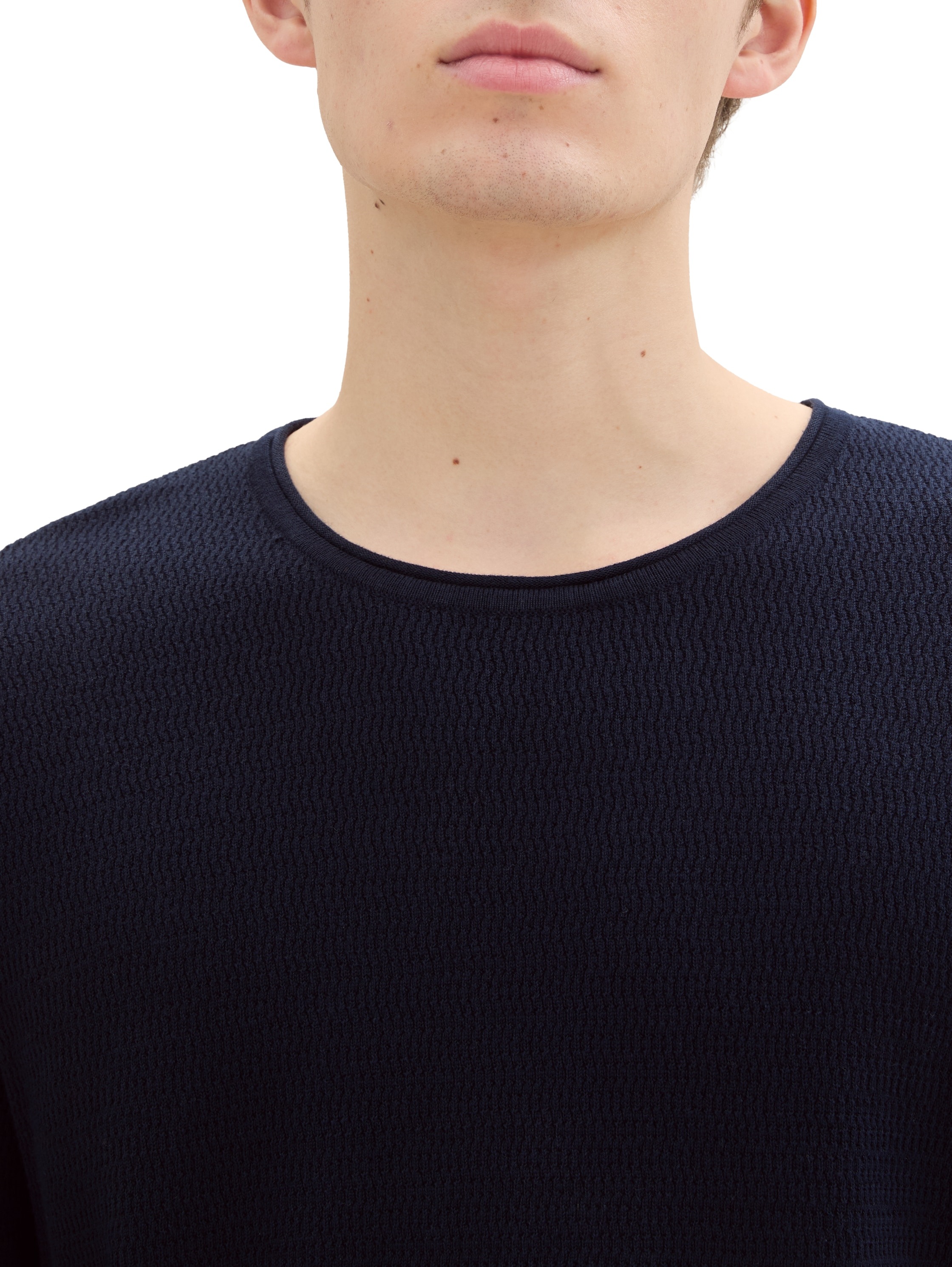 TOM TAILOR Denim Rundhalspullover, mit Struktur