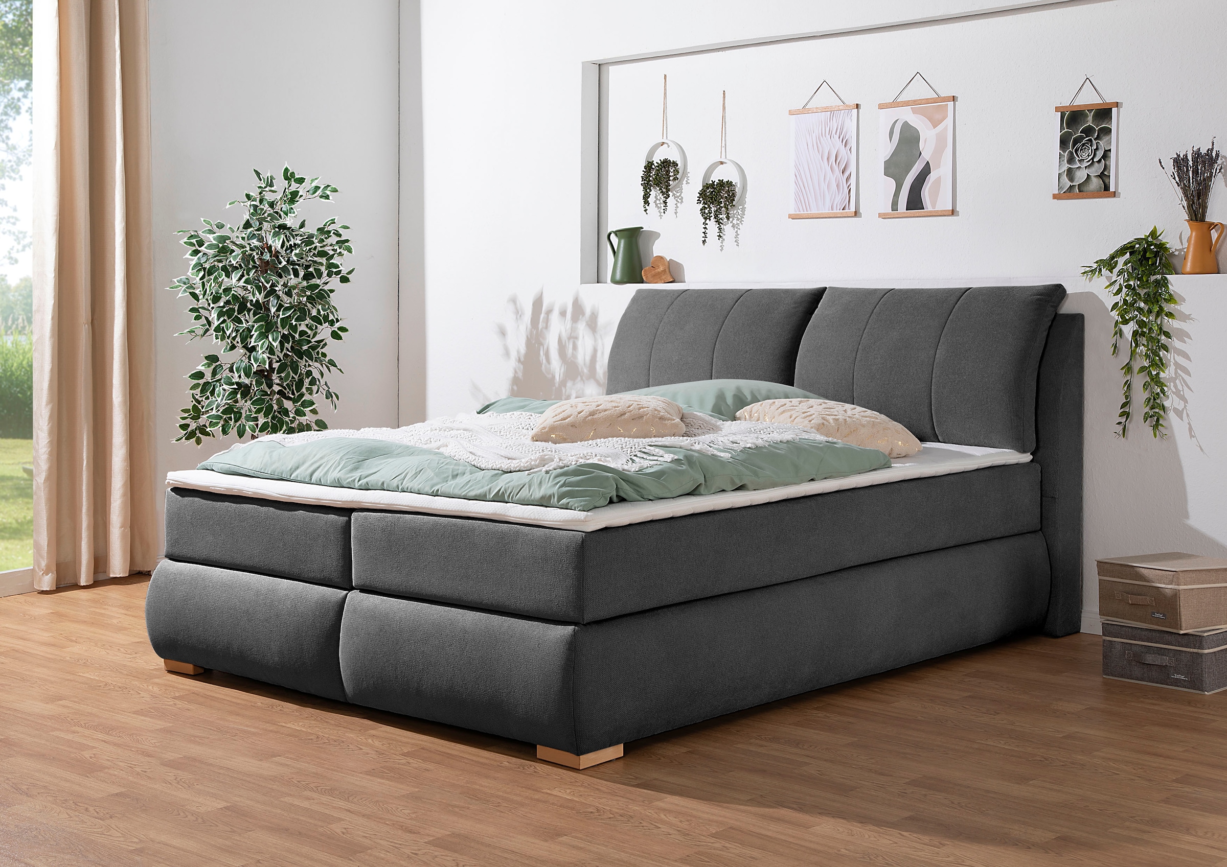 Home affaire Boxspringbett »Breitenthal«, abnehmbare Rückenkissen mit Klettband