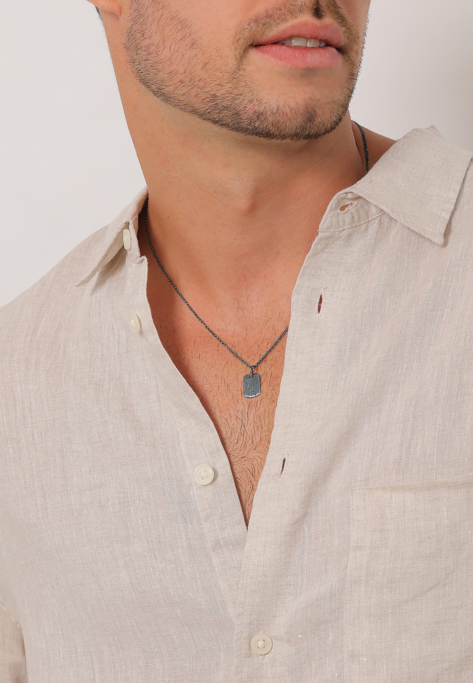 Kuzzoi Kette mit Anhänger »Halskette Herren Dog Tag Military Platte Brushed 925 Silber«