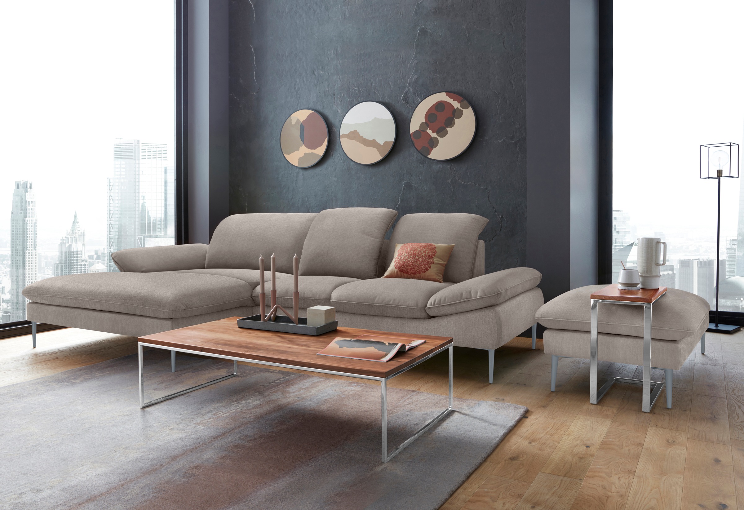 W.SCHILLIG Hocker »enjoy&MORE« Füße silber matt, Breite 106 cm