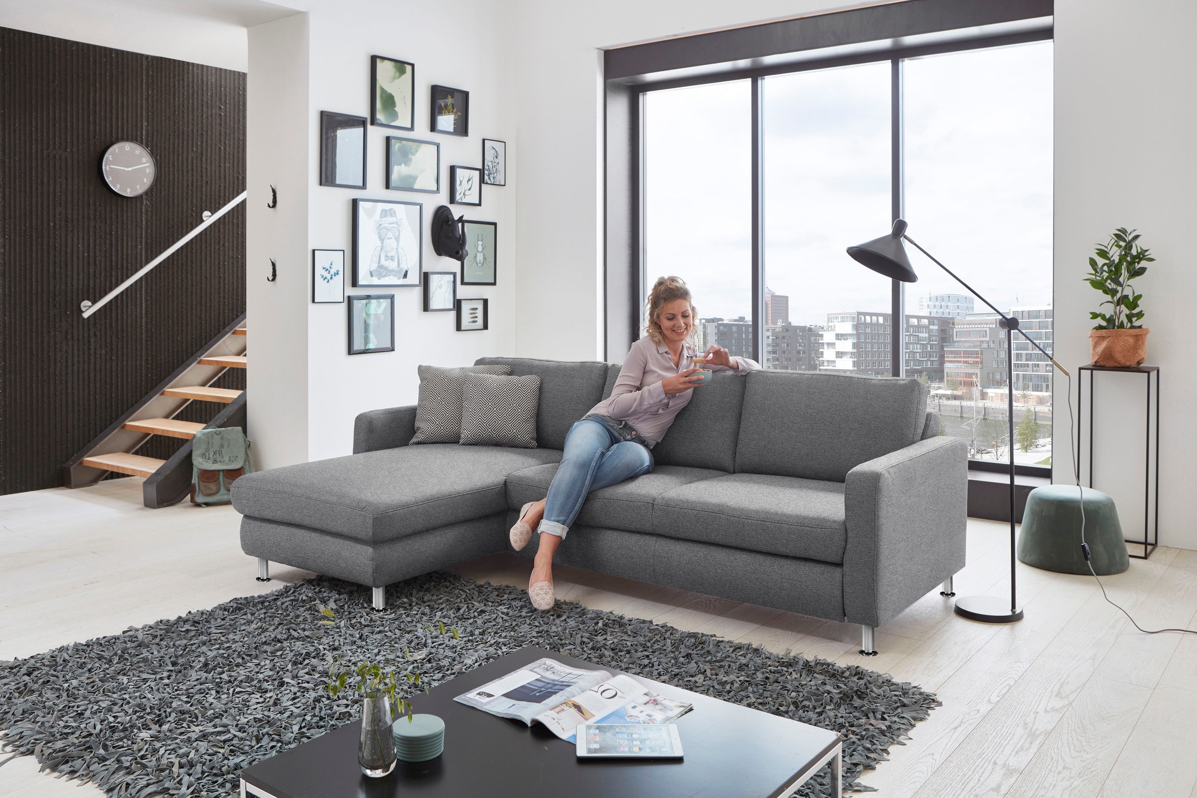 Die PlanBar Ecksofa »MP-IN19027 L-Form« wahlweise mit Bettfunktion, frei im Raum stellbar