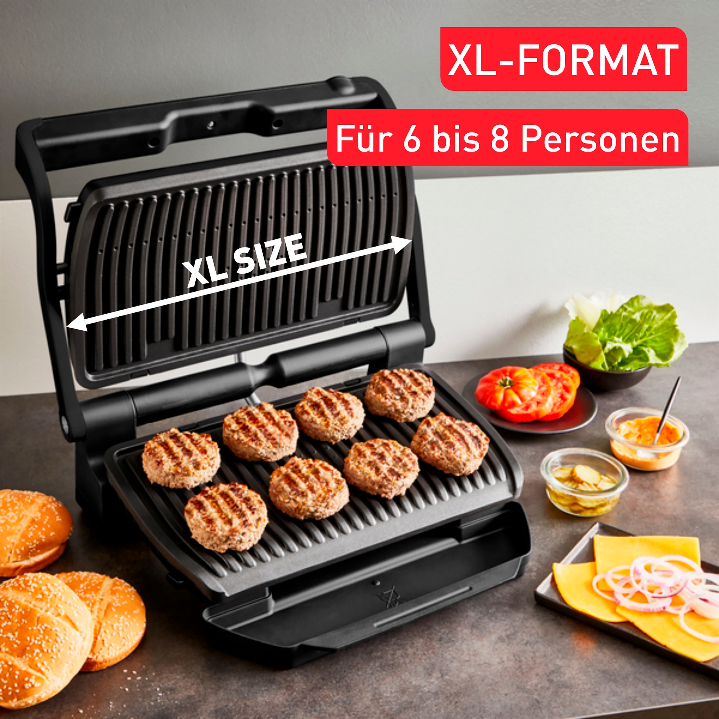 Tefal Kontaktgrill »GC7278 OptiGrill+ XL«, 2000 W, erneuerte Kochstufenanzeige, 9 Automatikprogramme + manuelles Programm