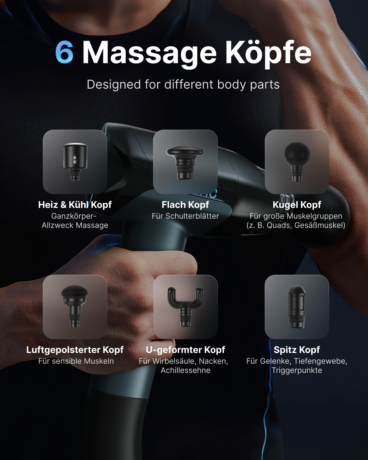 Renpho Massagegerät »Reach 2 Massage Pistole« Temperaturgezielte Entlastung der Muskeln