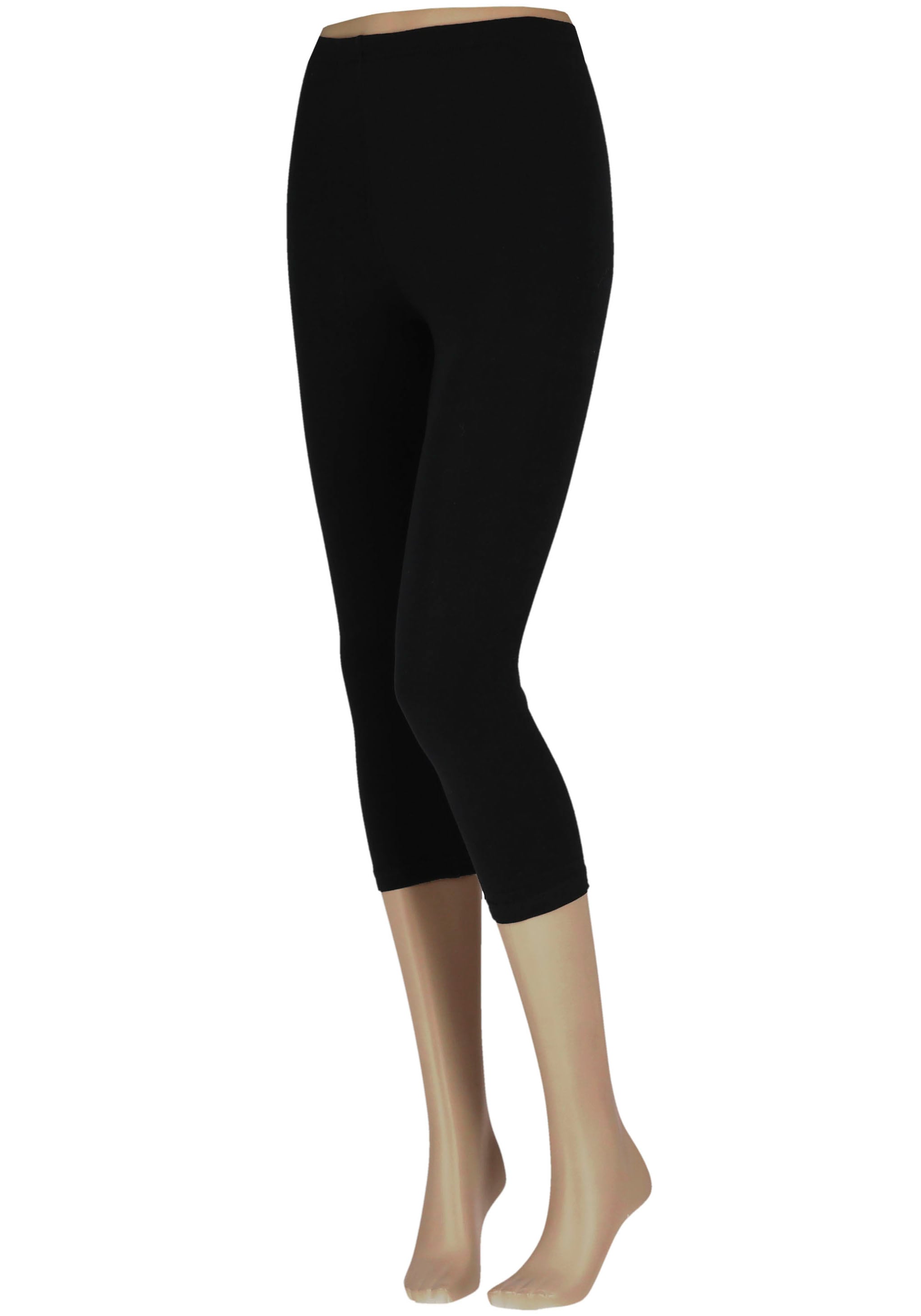 Sarlini 3/4-Leggings, Damen Capri ¾ Legging aus weicher, bequemer Baumwolle. Tragekomfort.