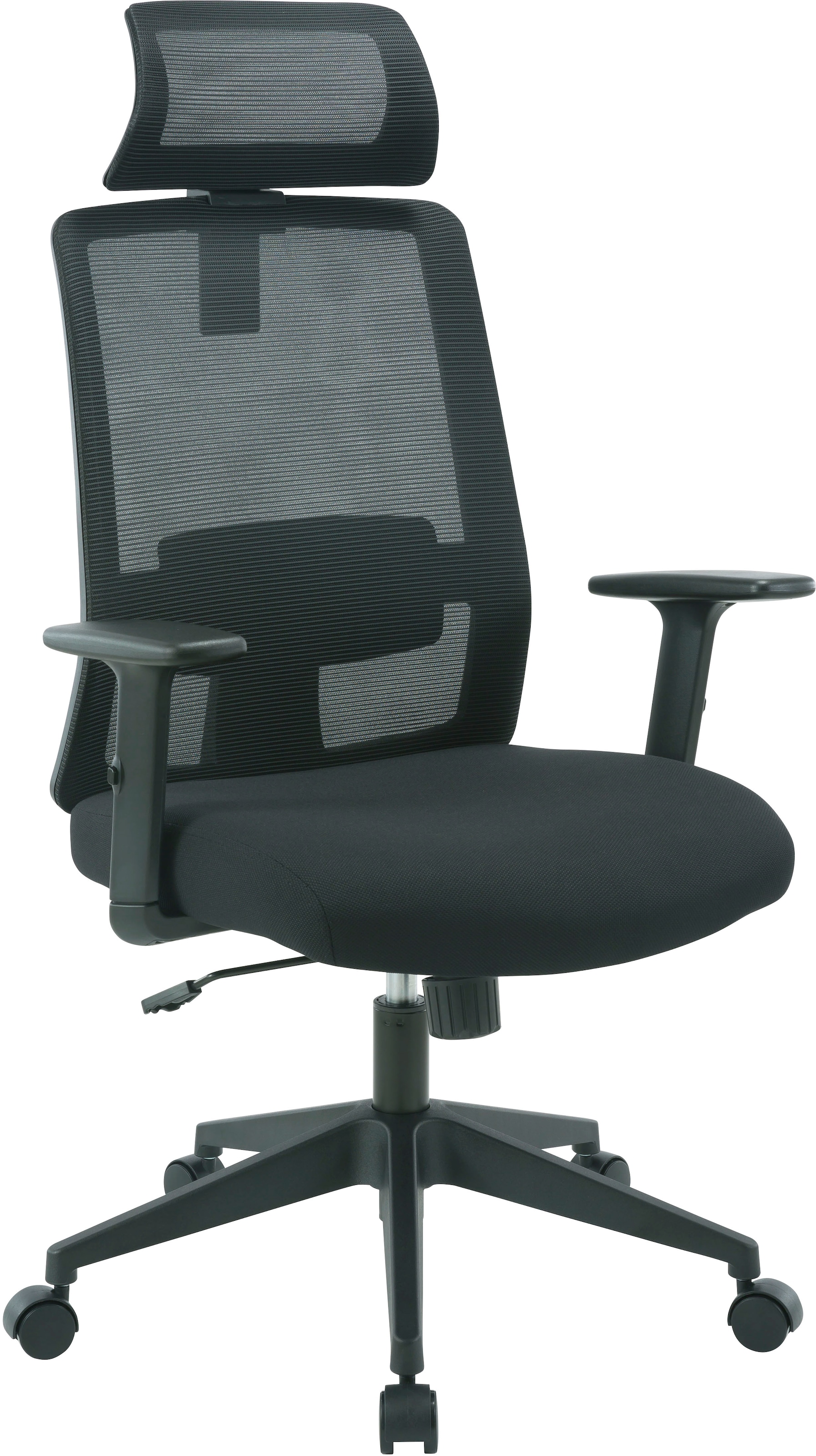 OTTO home, Bürostuhl »Tallard, Mesh Schreibtischstuhl, ergonomische Ausstattung« () verstellbare Kopfstütze, Lumbalstütze & Armlehnen, schwarz + 