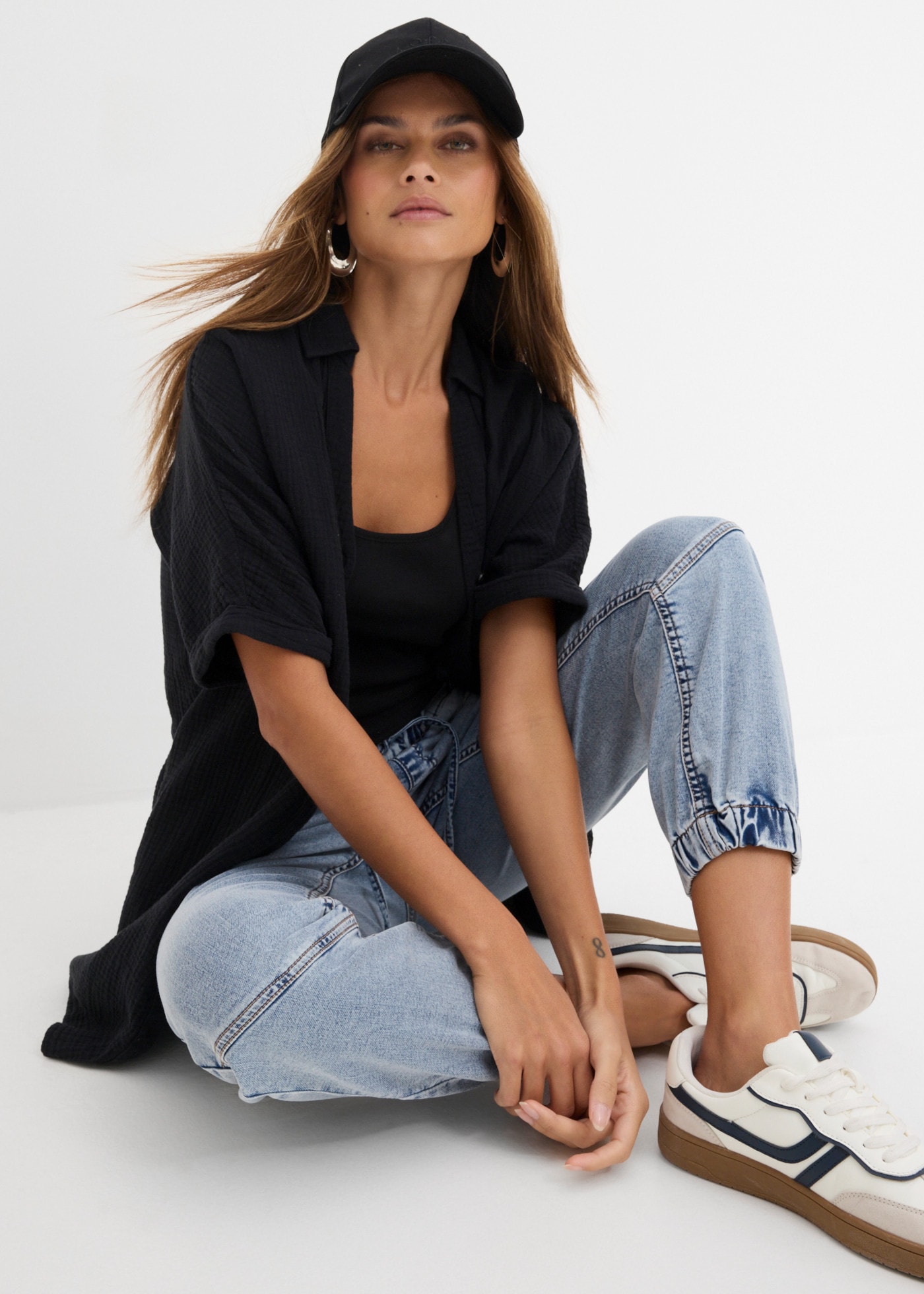 bonprix Jeansjeggings loose fit Passform, aus Baumwolle, Polyester und Elasthan