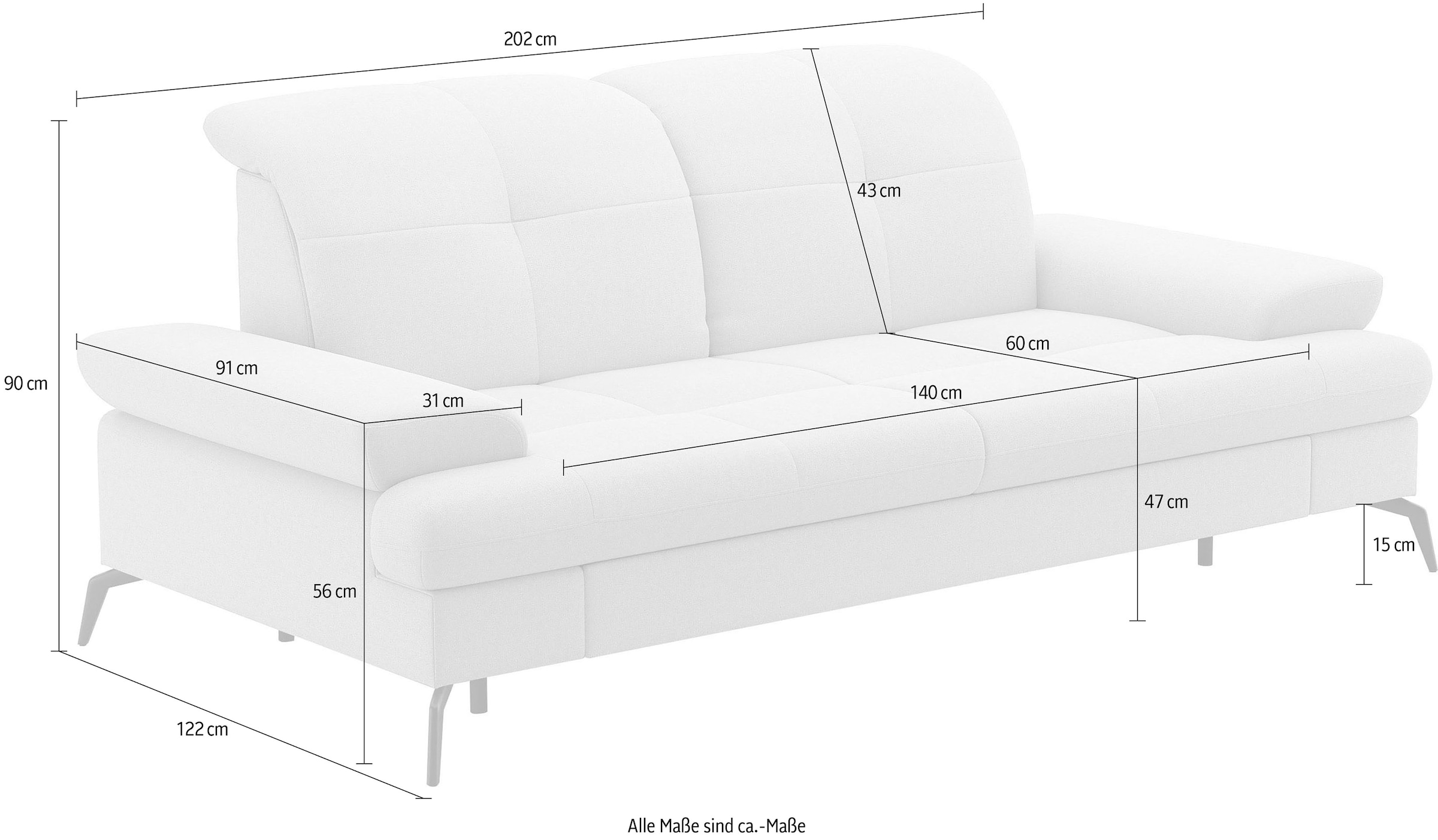 sit&more 2,5-Sitzer »Amica«, inkl Sitztiefenverstellung und Armteilverstellung