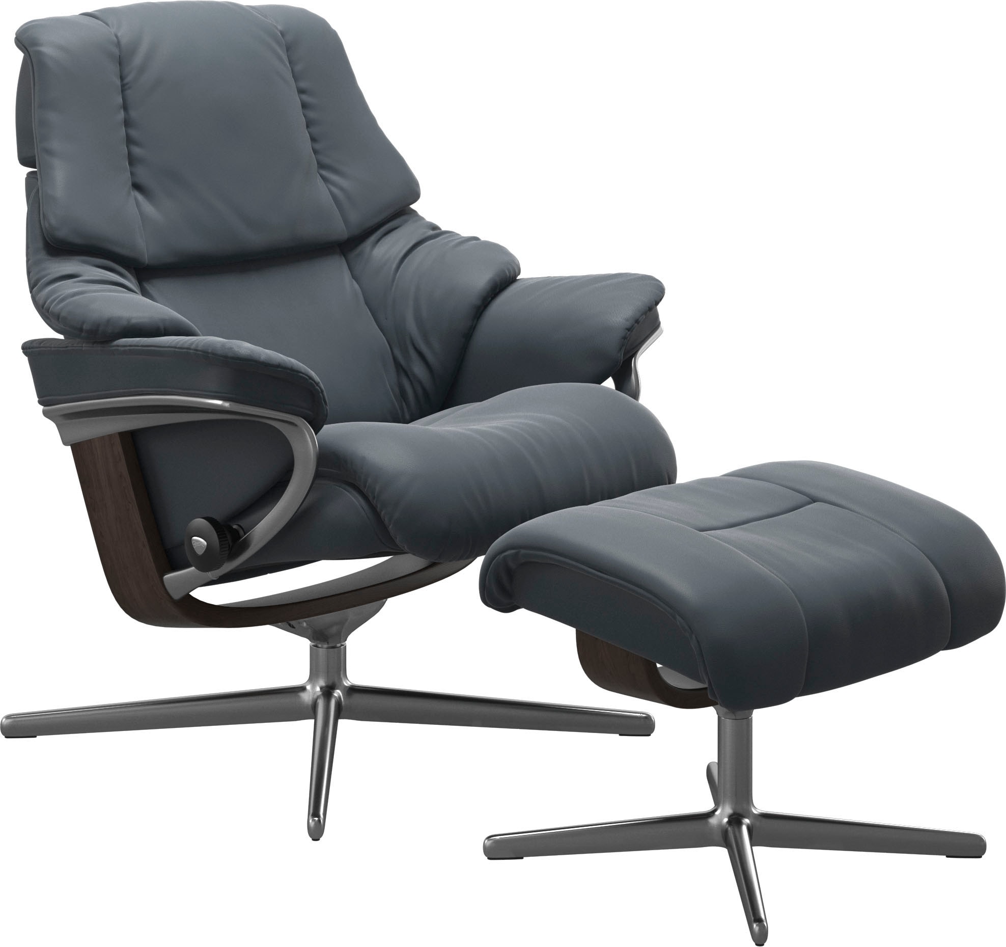 Stressless® Relaxsessel »Reno«, (Set, Relaxsessel mit Hocker), mit Hocker, mit Cross Base, Größe S, M & L, Holzakzent Wenge
