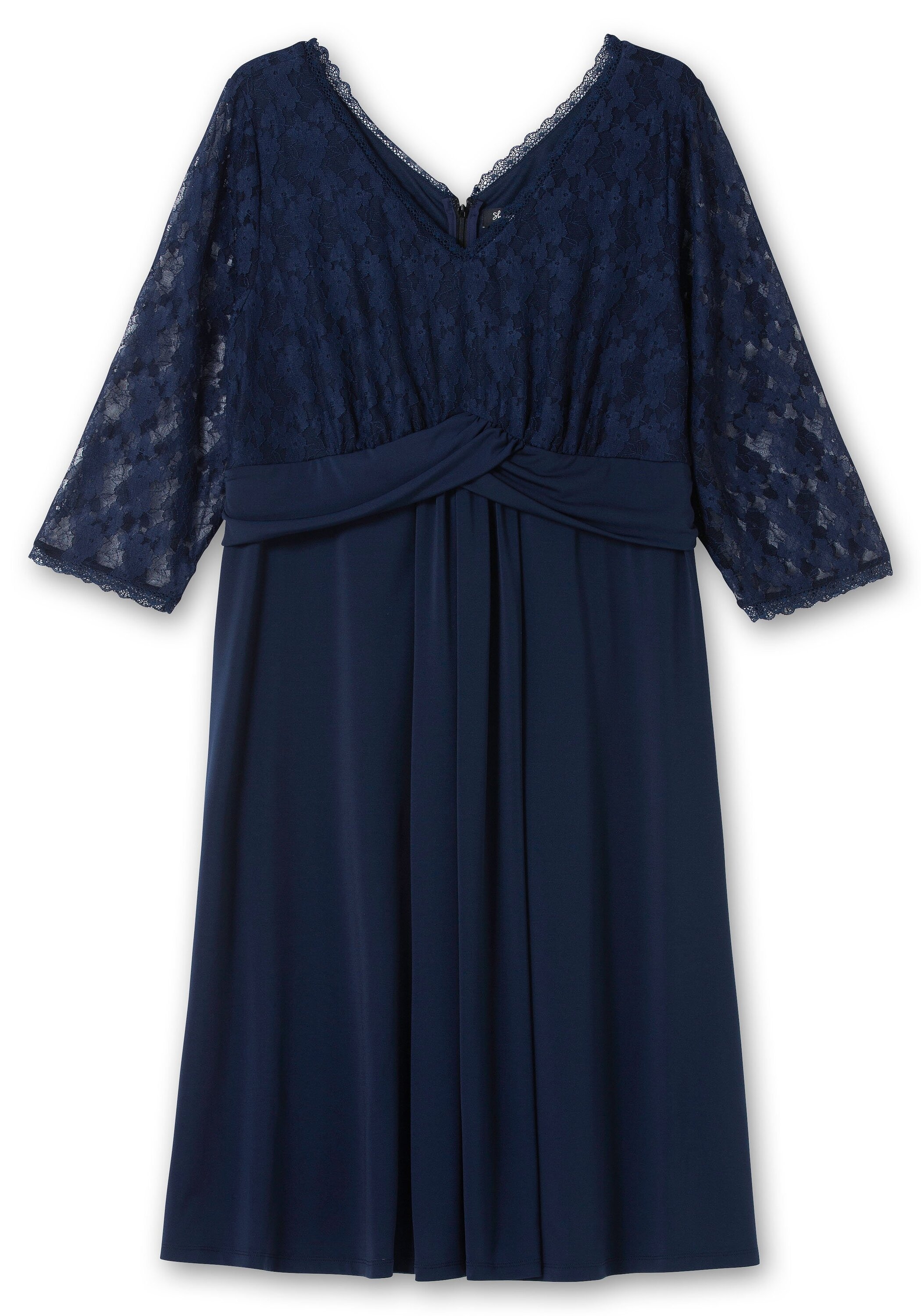 Sheego Abendkleid »Abendkleid mit floraler Spitze und Zier-Knotendetail«