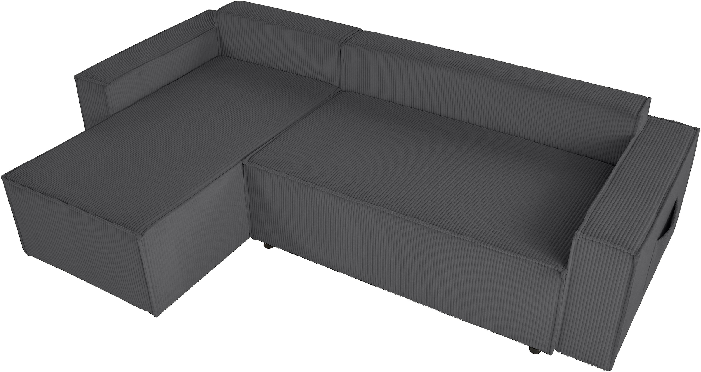 OTTO home Ecksofa »CASSI, 241cm, L-Form, Schlafsofa, Dauerschläfer, Boxspringfederung« Schlaffunktion (133/200) ,Bettkasten, Recamiere links/rechts, Cord