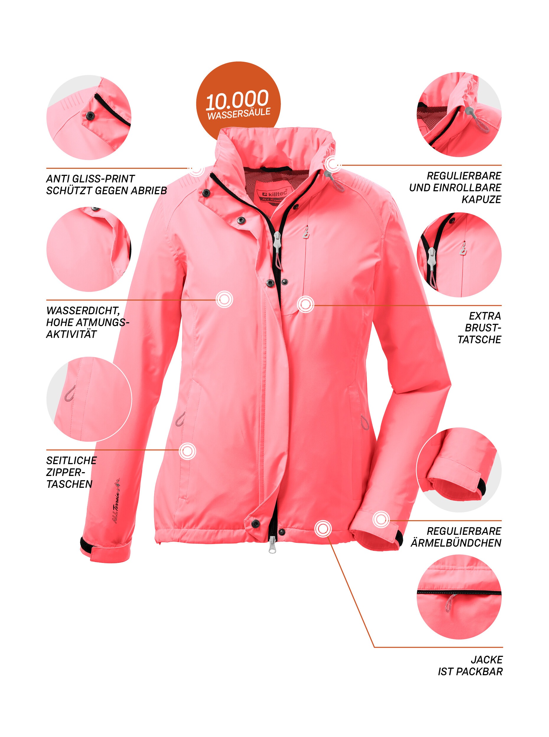 Killtec Outdoorjacke »KOS 25 WMN JCKT« Leichte, wasserdichte, atmungsaktive Funktionsjacke mit Reflexionen