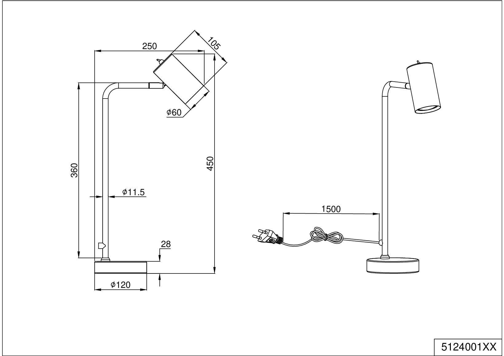 TRIO Leuchten Tischleuchte »Marley« GU10 1 Stk. mit Kippschalter, GU10 Leuchtmittel frei wählbar, Spot schwenkbar