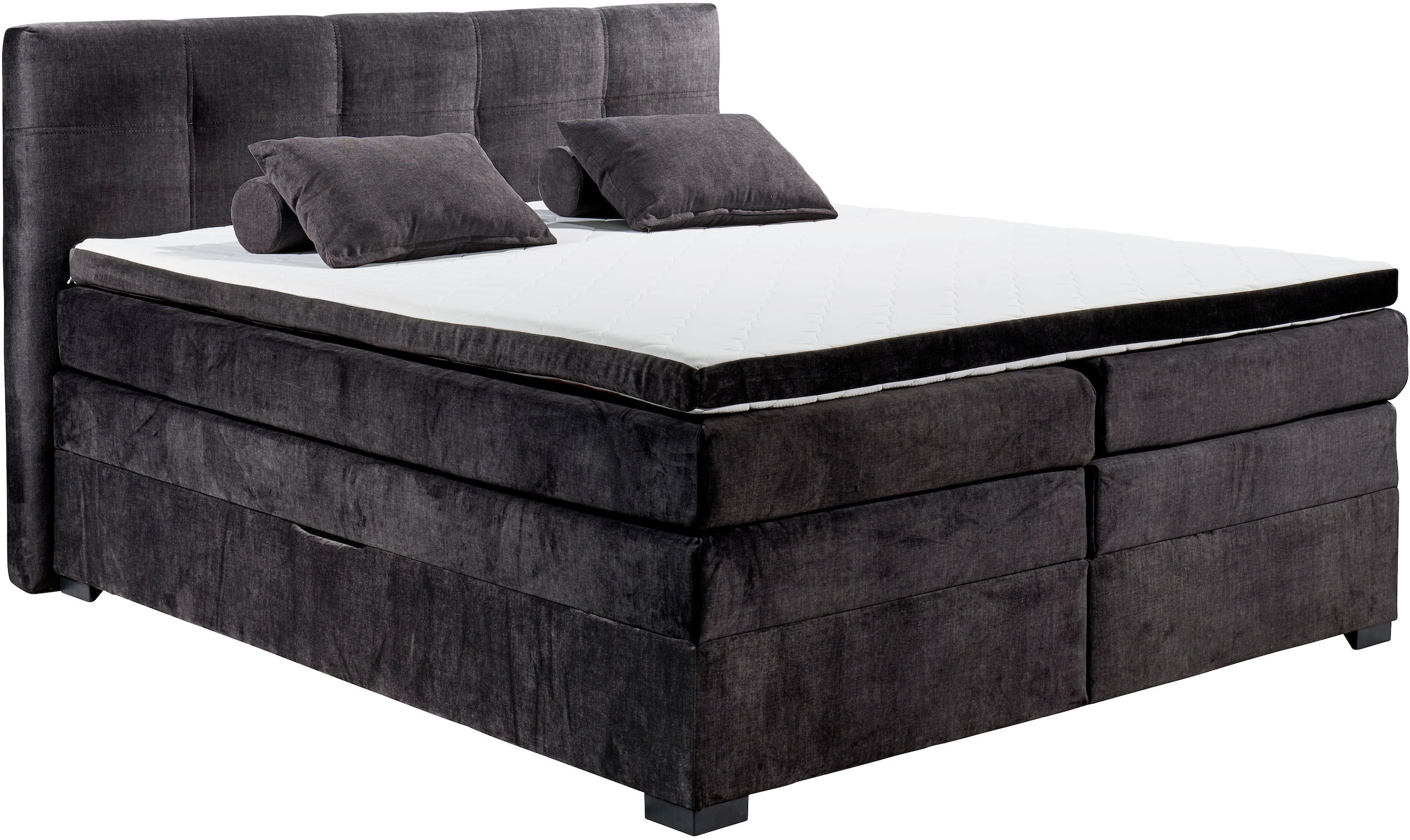 ED EXCITING DESIGN Boxspringbett »Fanes mit Komforteinstiegshöhe von 73cm«, erhältlich in 180x200cm, inkl. Bettkasten und Visco-Topper