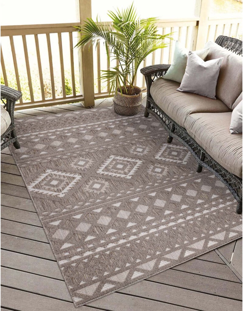 & Carpet Teppich »In-& Outdoorteppich rechteckig, Boho-Look«, 3D-Effekt, Flur Santorini City Balkon, UV-beständig Küche, Terrasse, für 435, Wetterfest