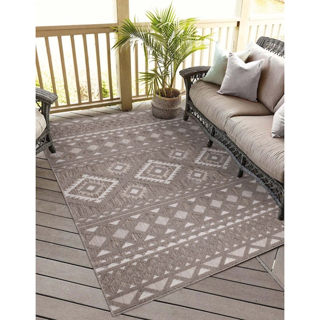 Carpet City Teppich »In-& Outdoorteppich Santorini 435, 3D-Effekt,  Boho-Look«, rechteckig, Wetterfest & UV-beständig für Terrasse, Balkon,  Küche, Flur