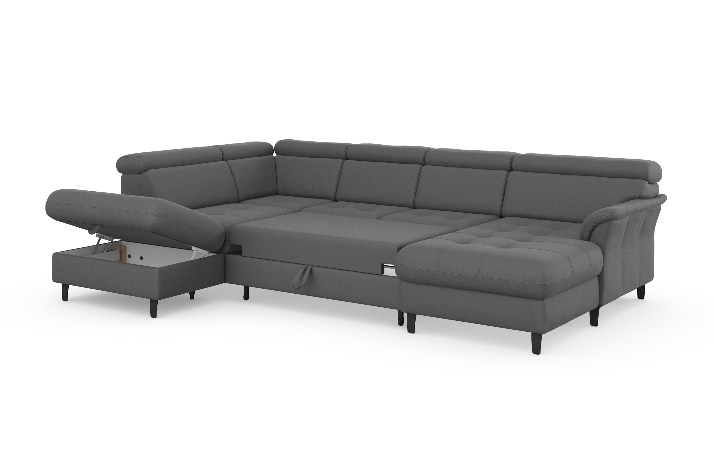sit&more Wohnlandschaft »Marano U-Form«, inklusive Kopfteilverstellung, wahlweise mit Bettfunktion, Bettkasten