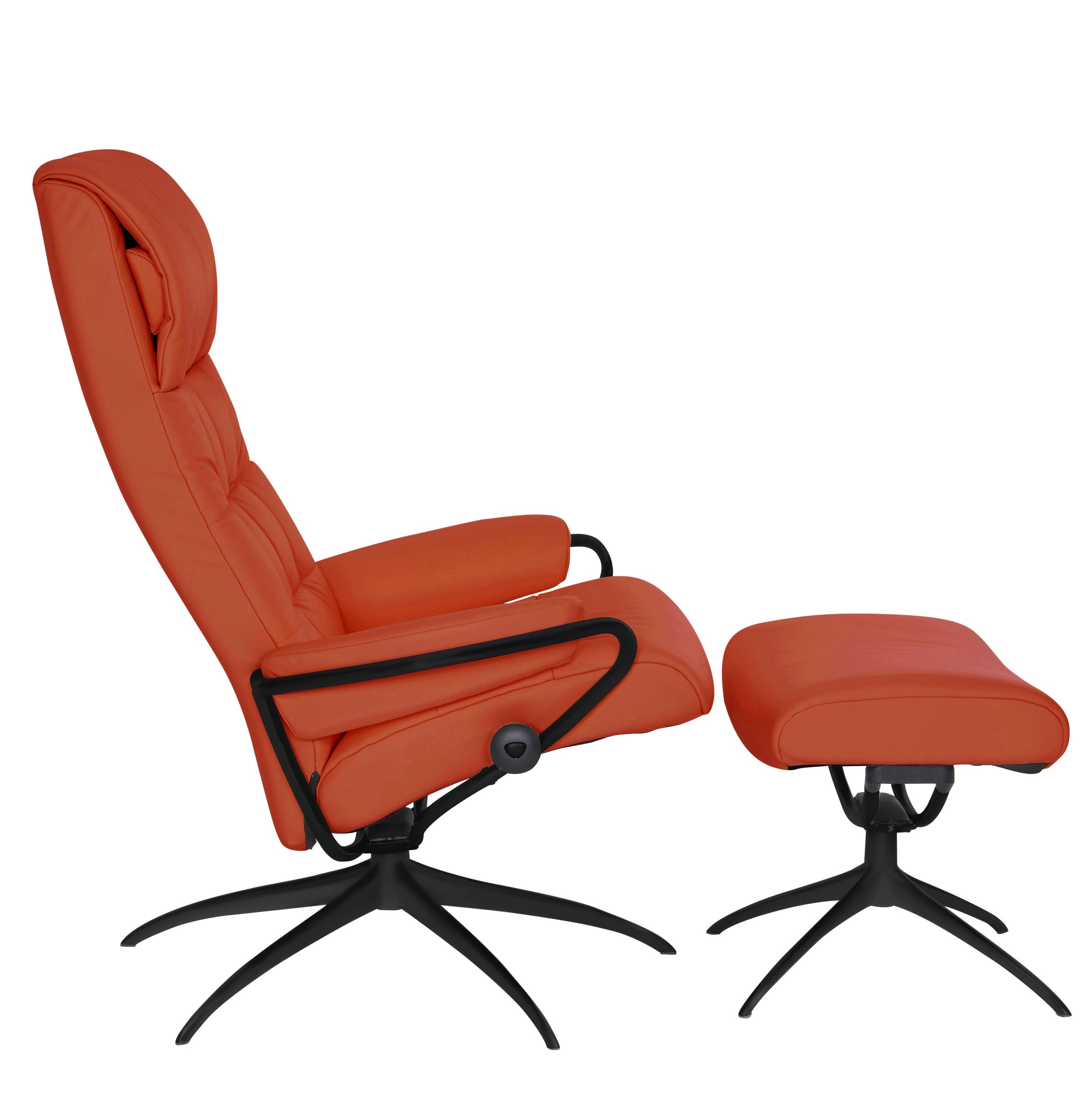 Stressless® Relaxsessel »London«, (Set, Relaxsessel mit Hocker), mit Hocker, High Back, mit Star Base, Gestell Schwarz