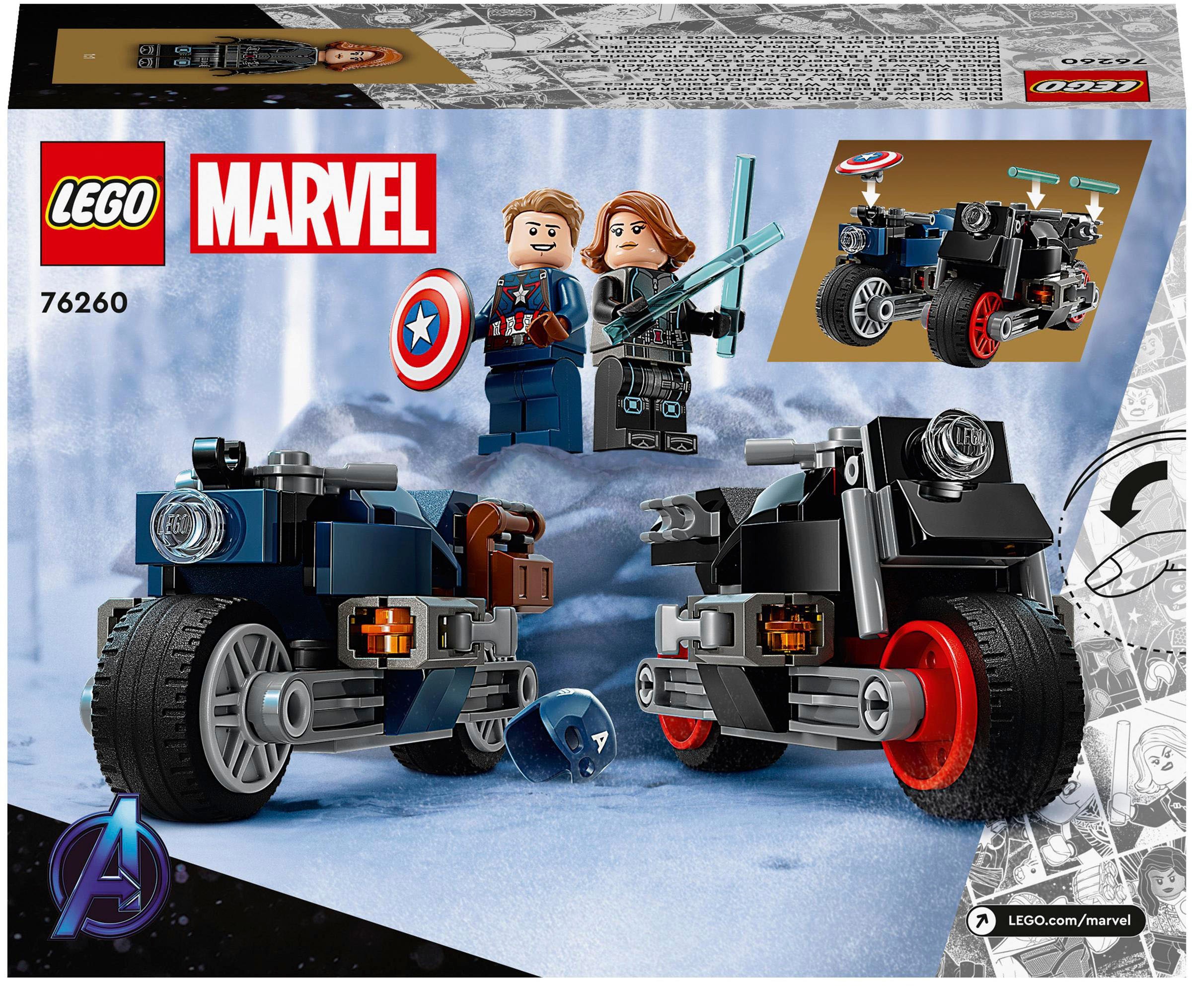 LEGO® Konstruktionsspielsteine »Black Widows & Captain Americas Motorräder (76260), LEGO® Marvel«, (130 St.), Made in Europe