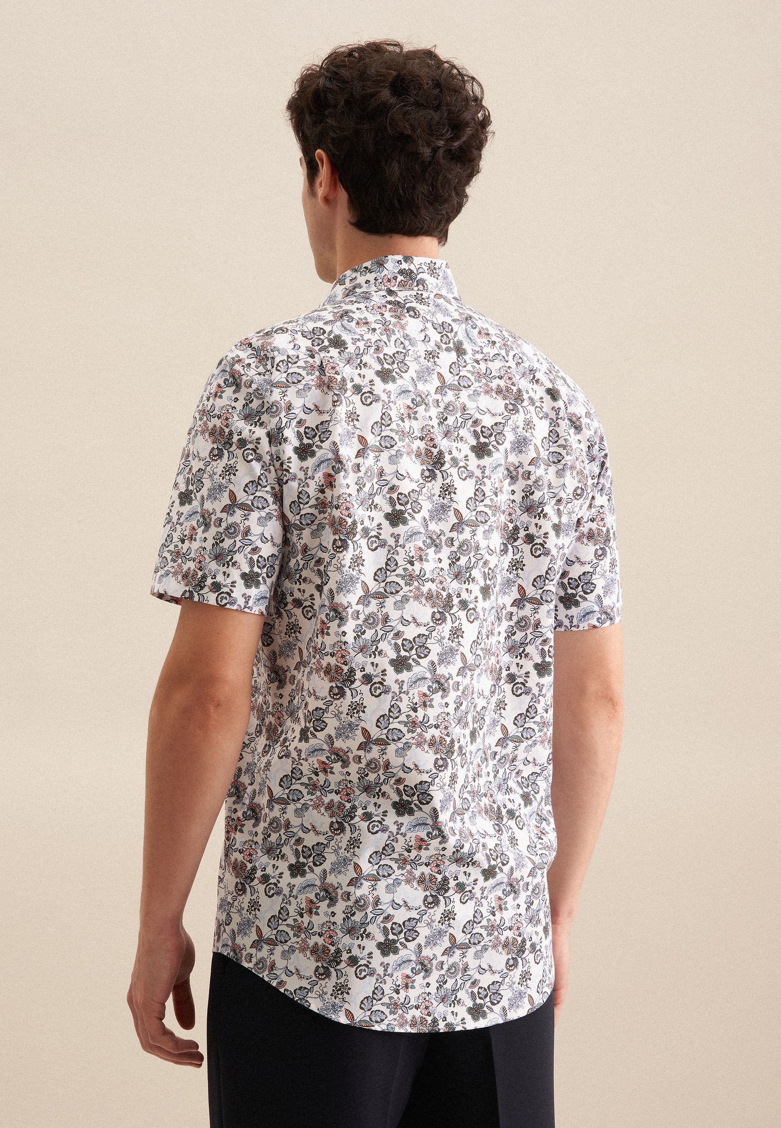 seidensticker Businesshemd »Regular«, Regular Kurzarm Button-Down-Kragen Druck