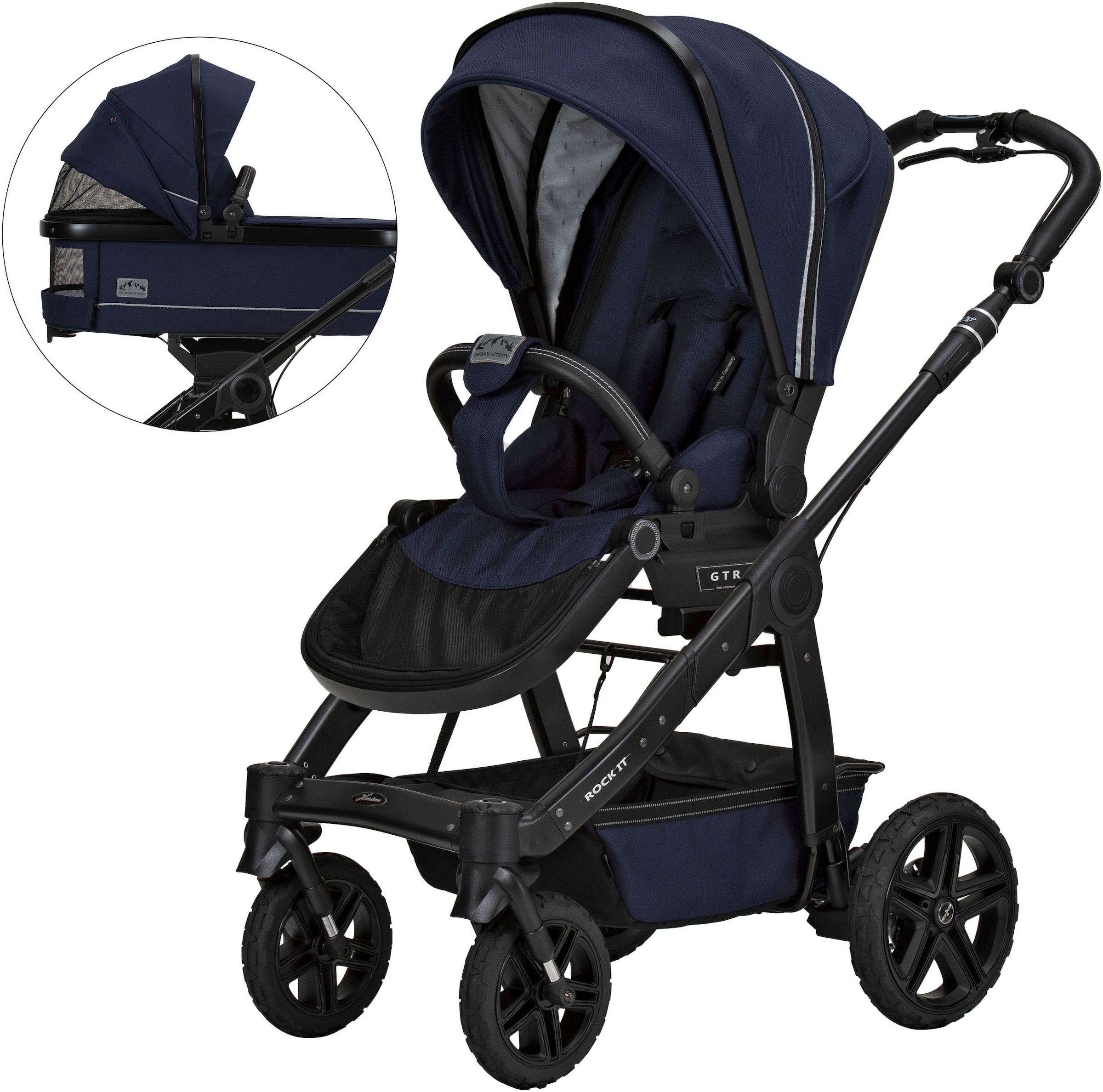 Hartan Kombi-Kinderwagen »Rock it Outdoor, mit Handbremse«, Lieferung ohne Adapter; Made in Germany