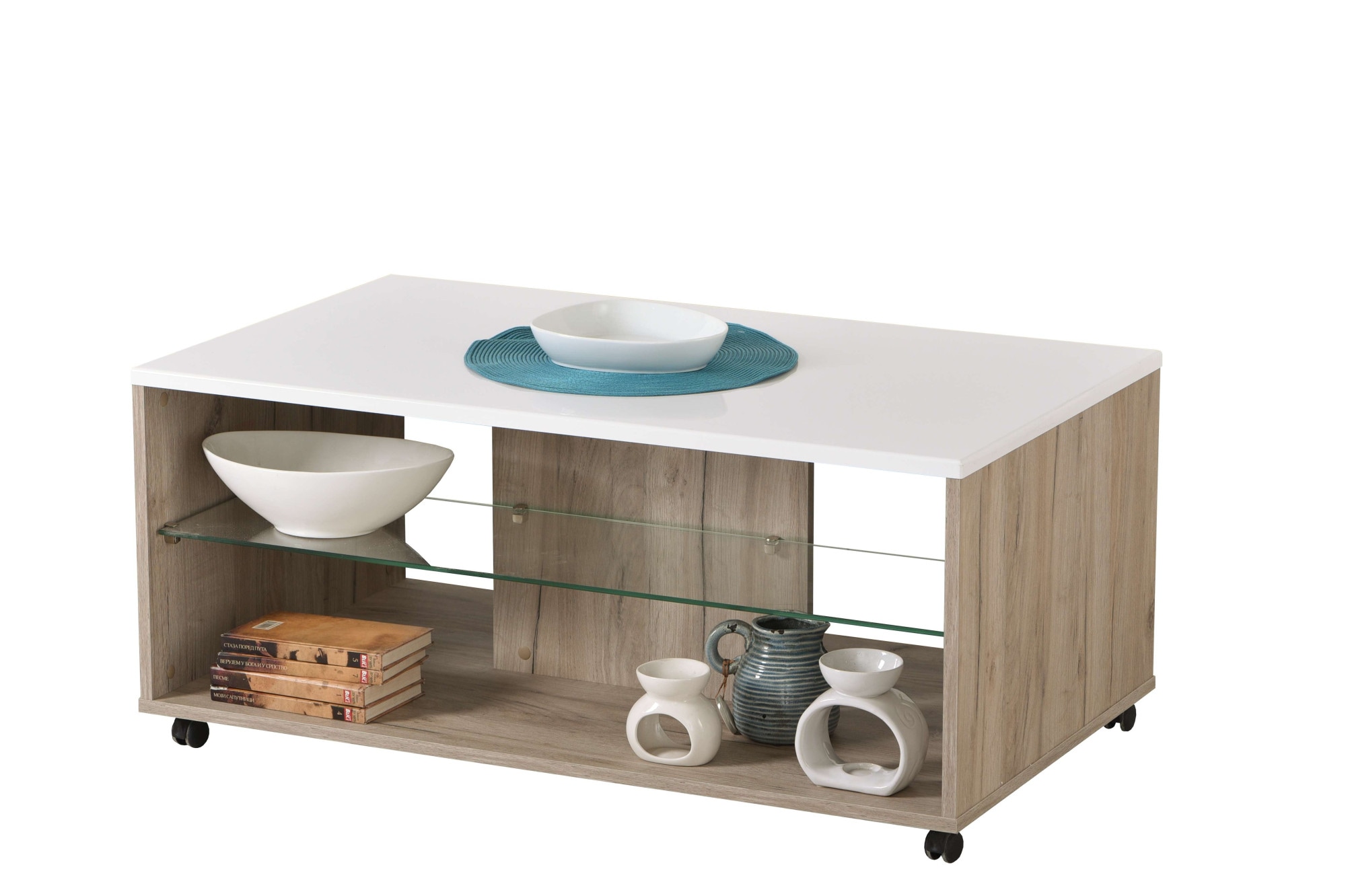 Home affaire Couchtisch »Bert Kaffetisch, 100 cm, in trendigen Farben, modern«, Hochglanzplatte, mit Rollen