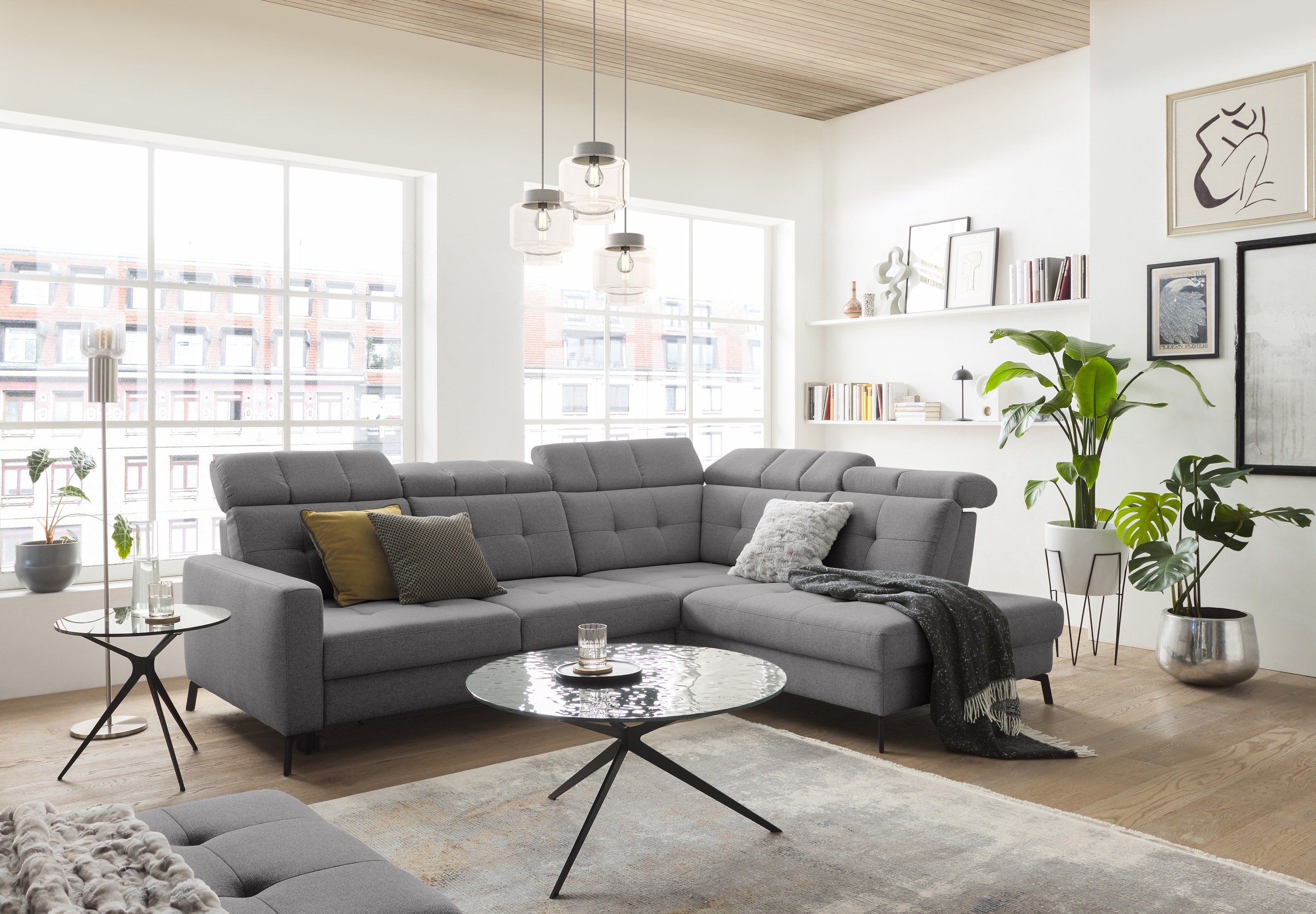 Musterring Ecksofa »MR 4615« mit Kopf- und Rückenverstellung, Metallfuß schwarz, Maße 272 x 214 cm