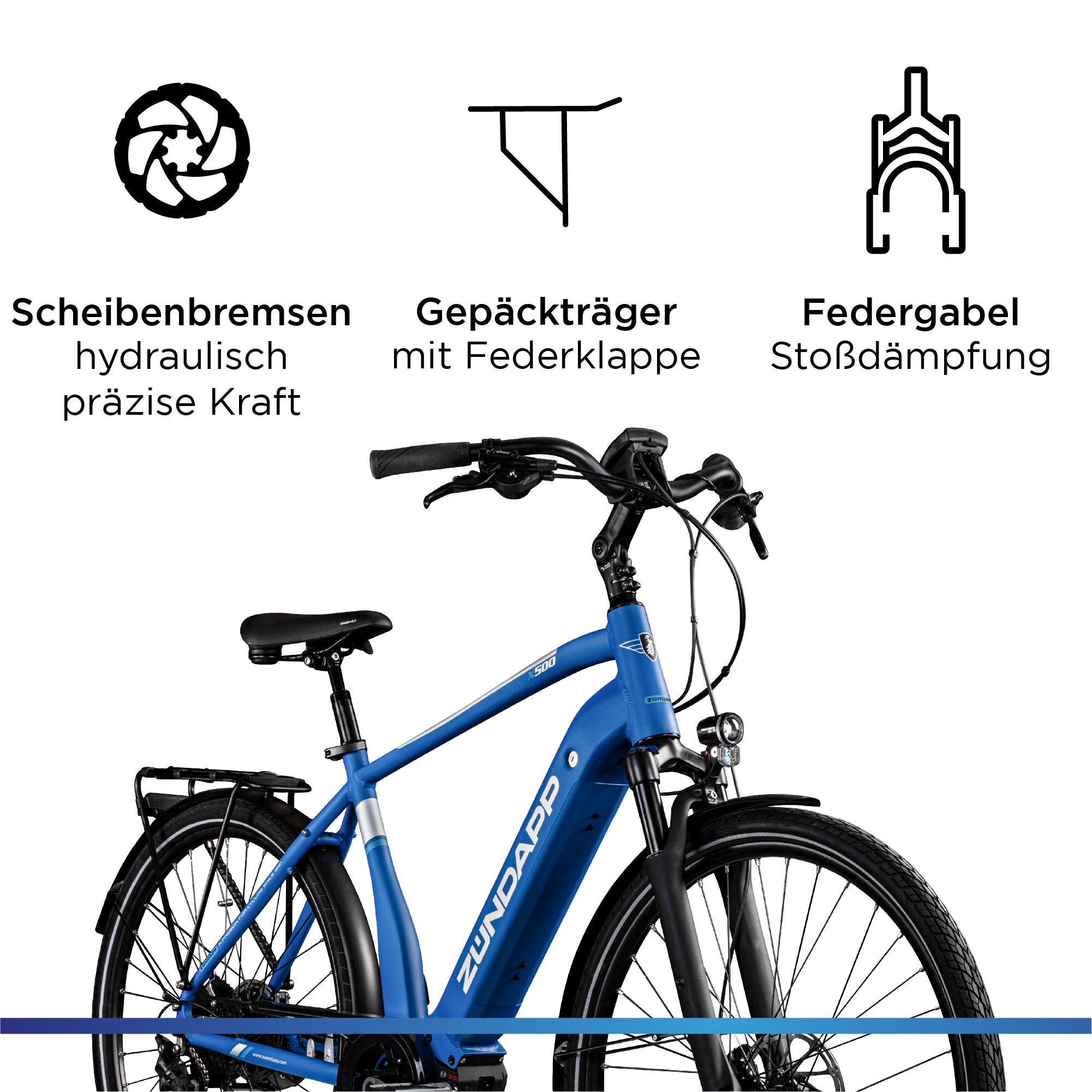Zündapp E-Bike »X500«, 11 Gang, Shimano, Deore, Mittelmotor 250 W, Pedelec, Elektrofahrrad für Damen u. Herren